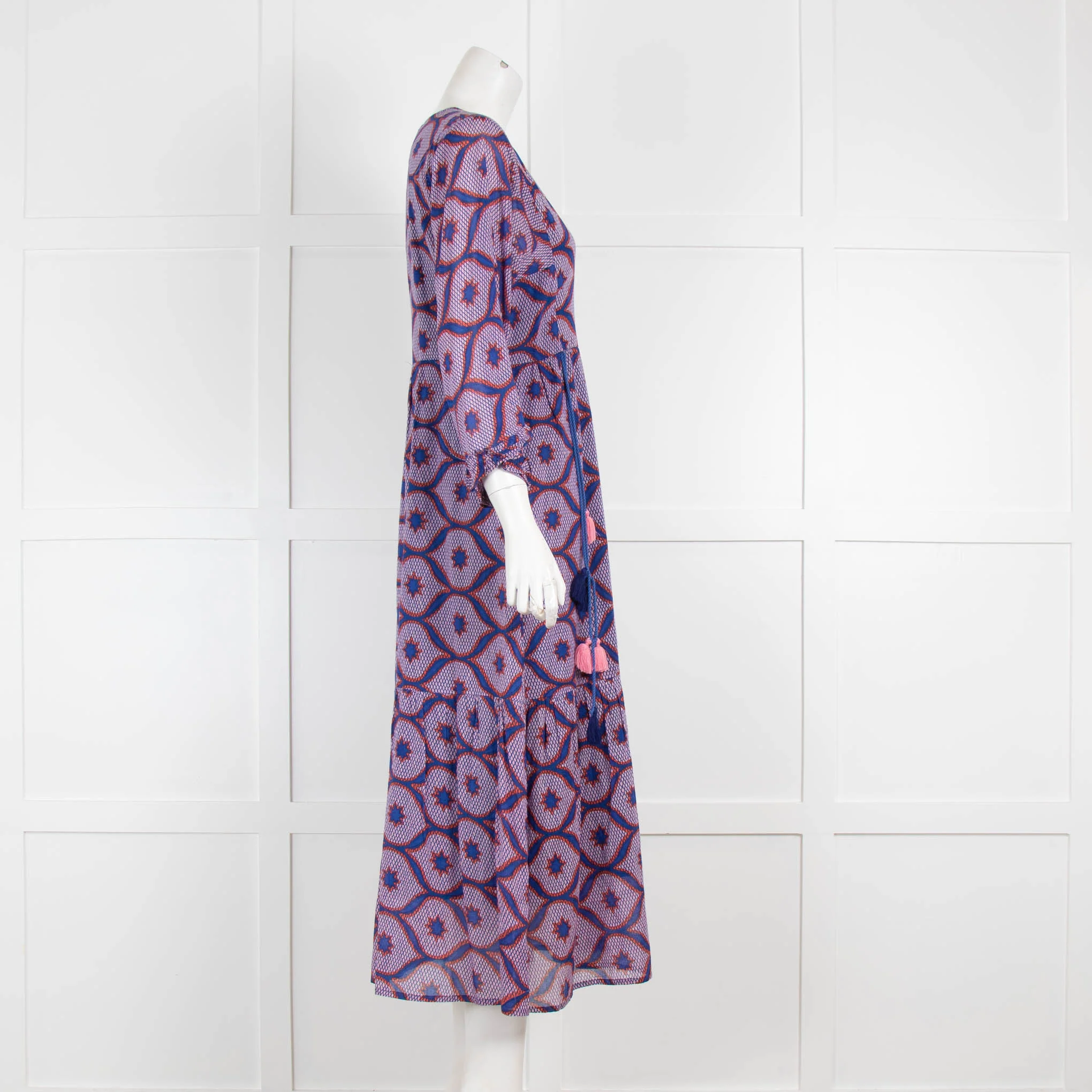 Banjanan Blue Lilac Print Cotton Maxi Dress - Image 2