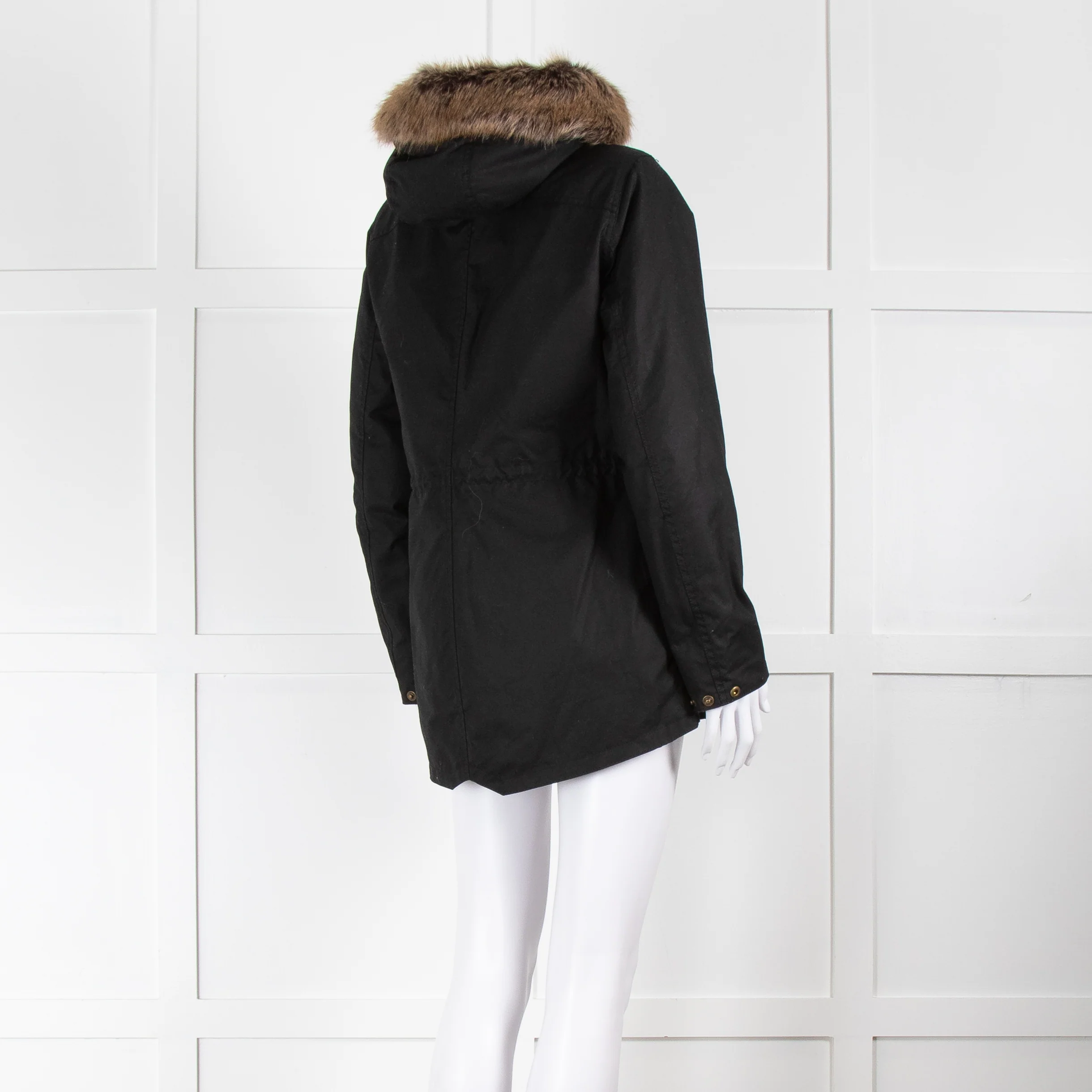 Barbour Black With Faux Fur Hood Trim Jacket - Image 4