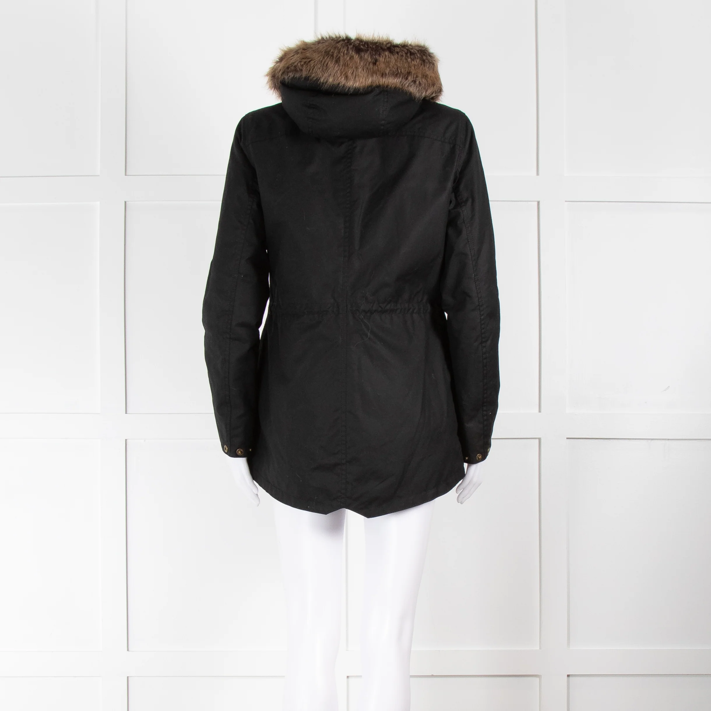 Barbour Black With Faux Fur Hood Trim Jacket - Image 5