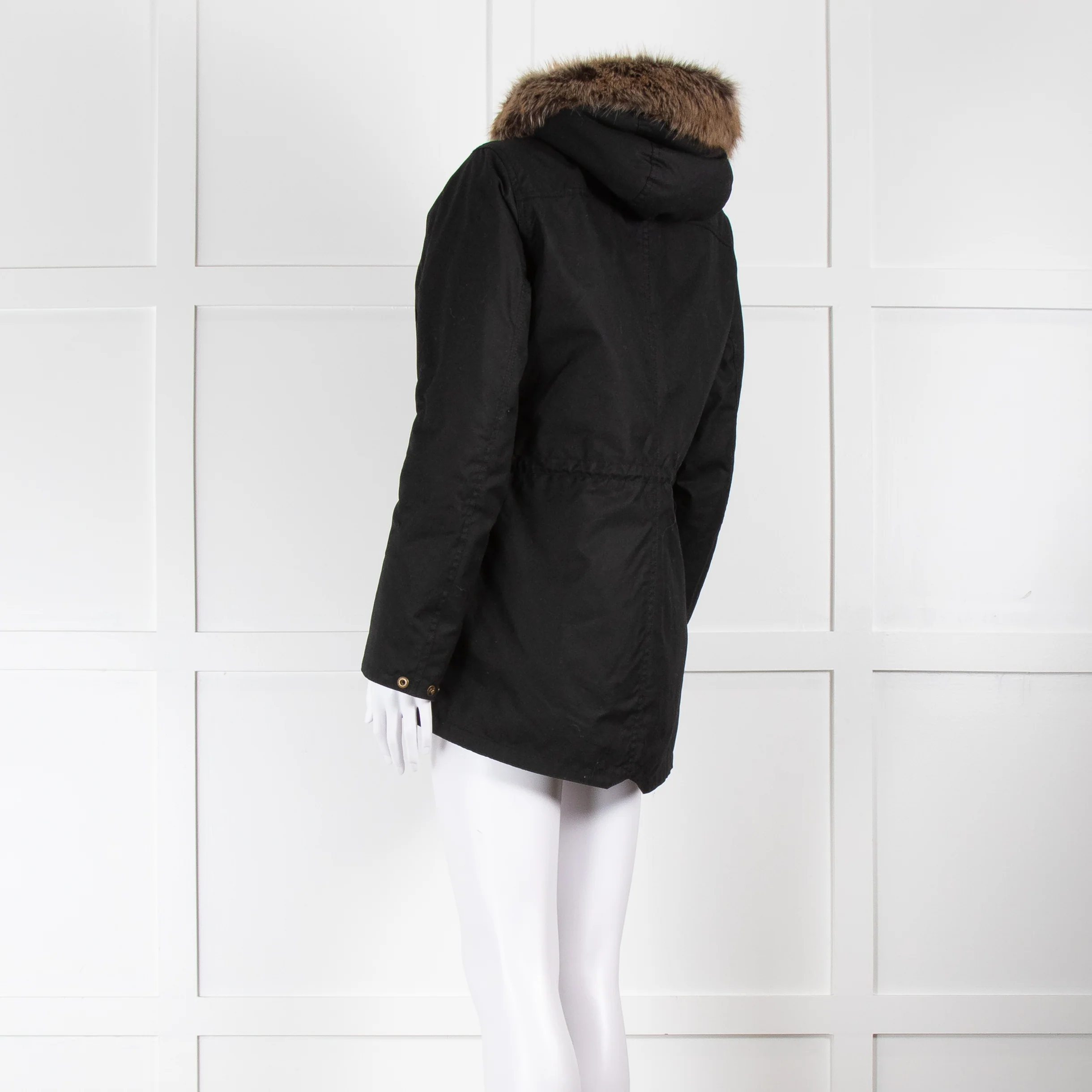 Barbour Black With Faux Fur Hood Trim Jacket - Image 6