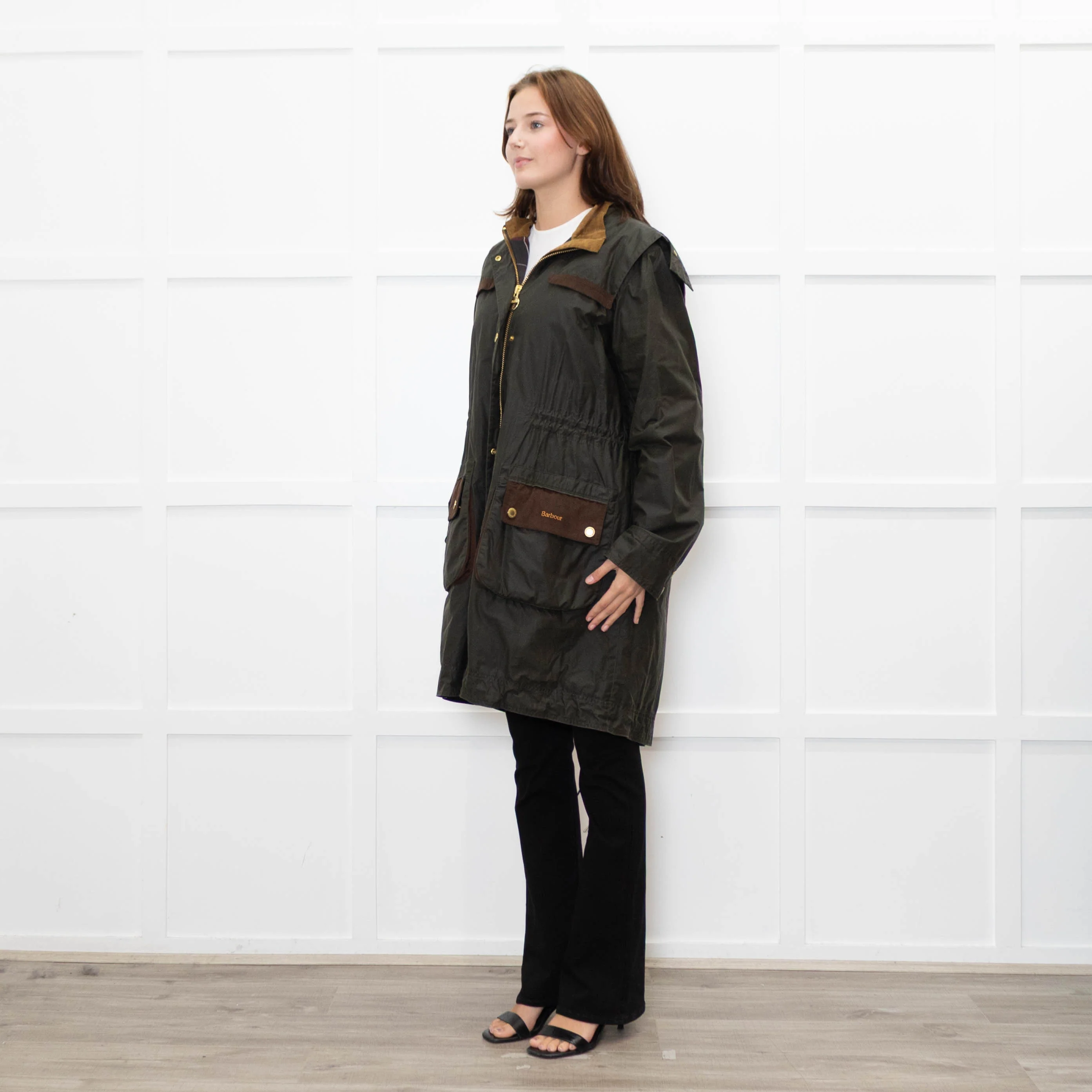 Barbour Green Waxed Lightweight Taylor Coat - Image 3