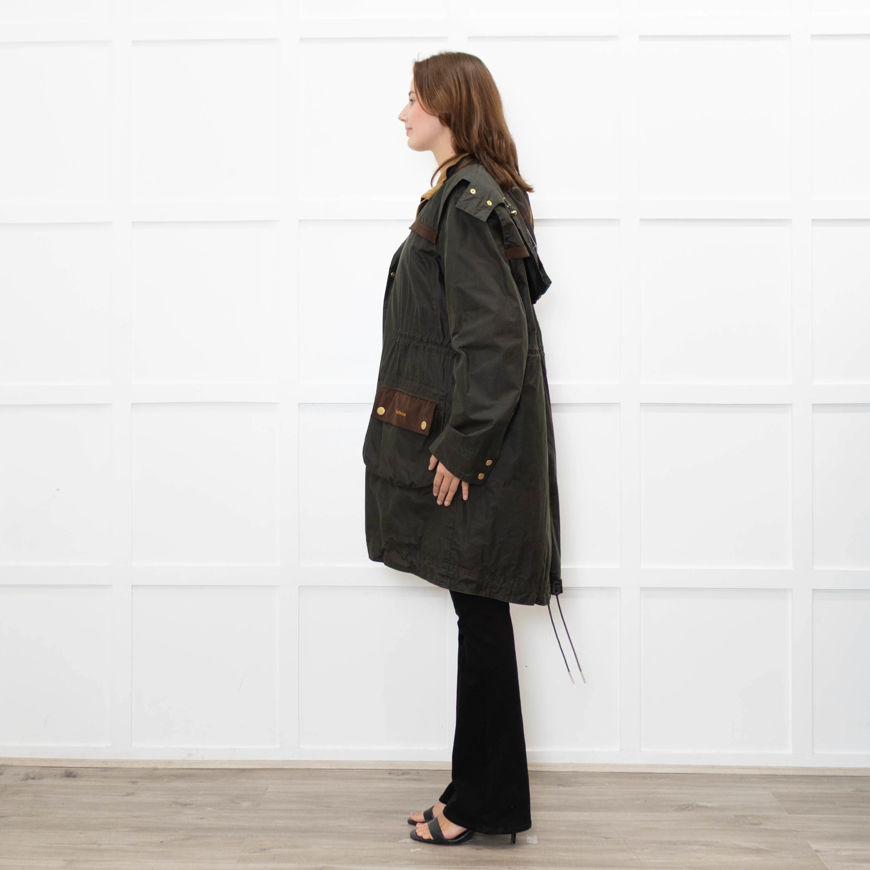 Barbour Green Waxed Lightweight Taylor Coat - Image 4