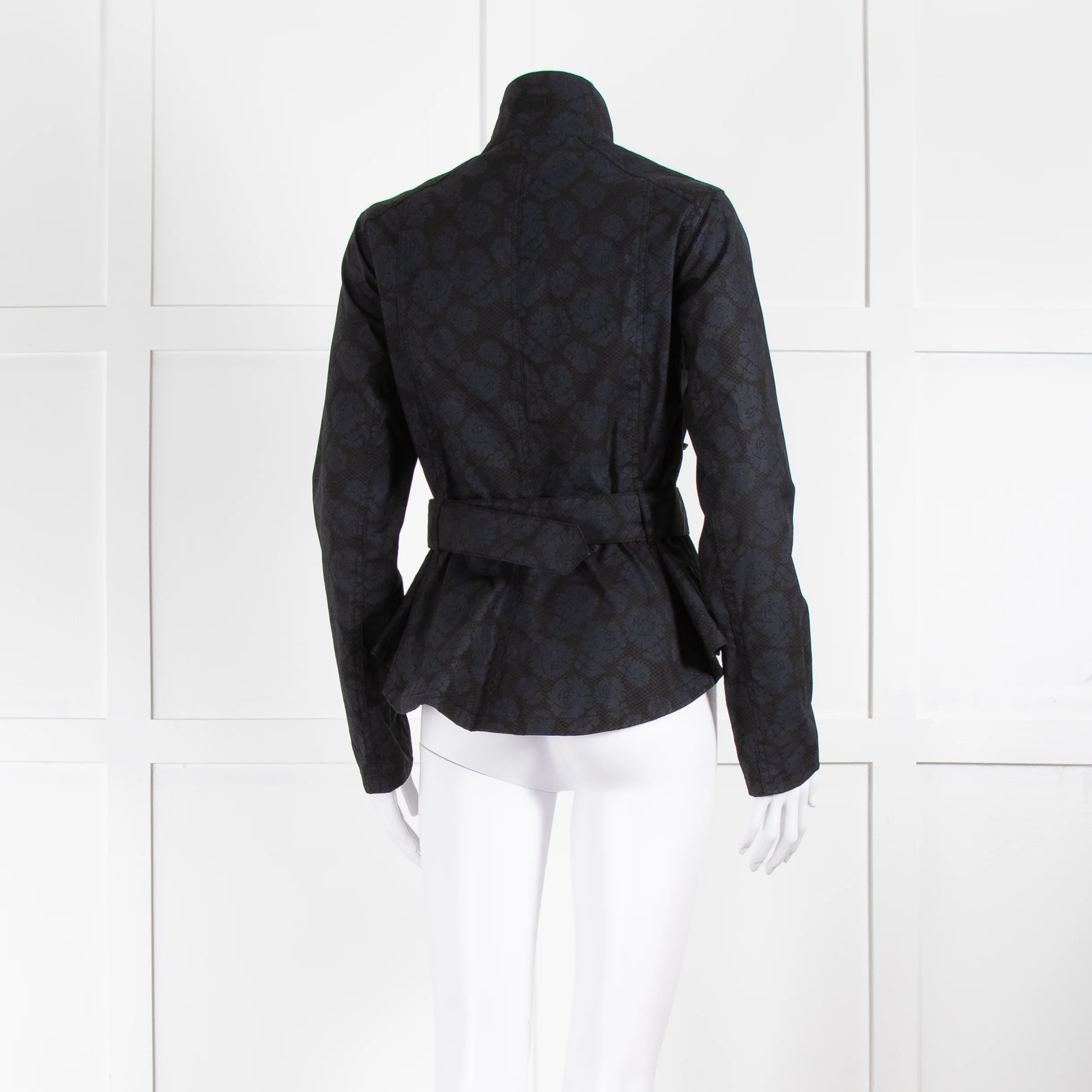 Barbour Navy Floral Print Peplum Jacket - Image 4