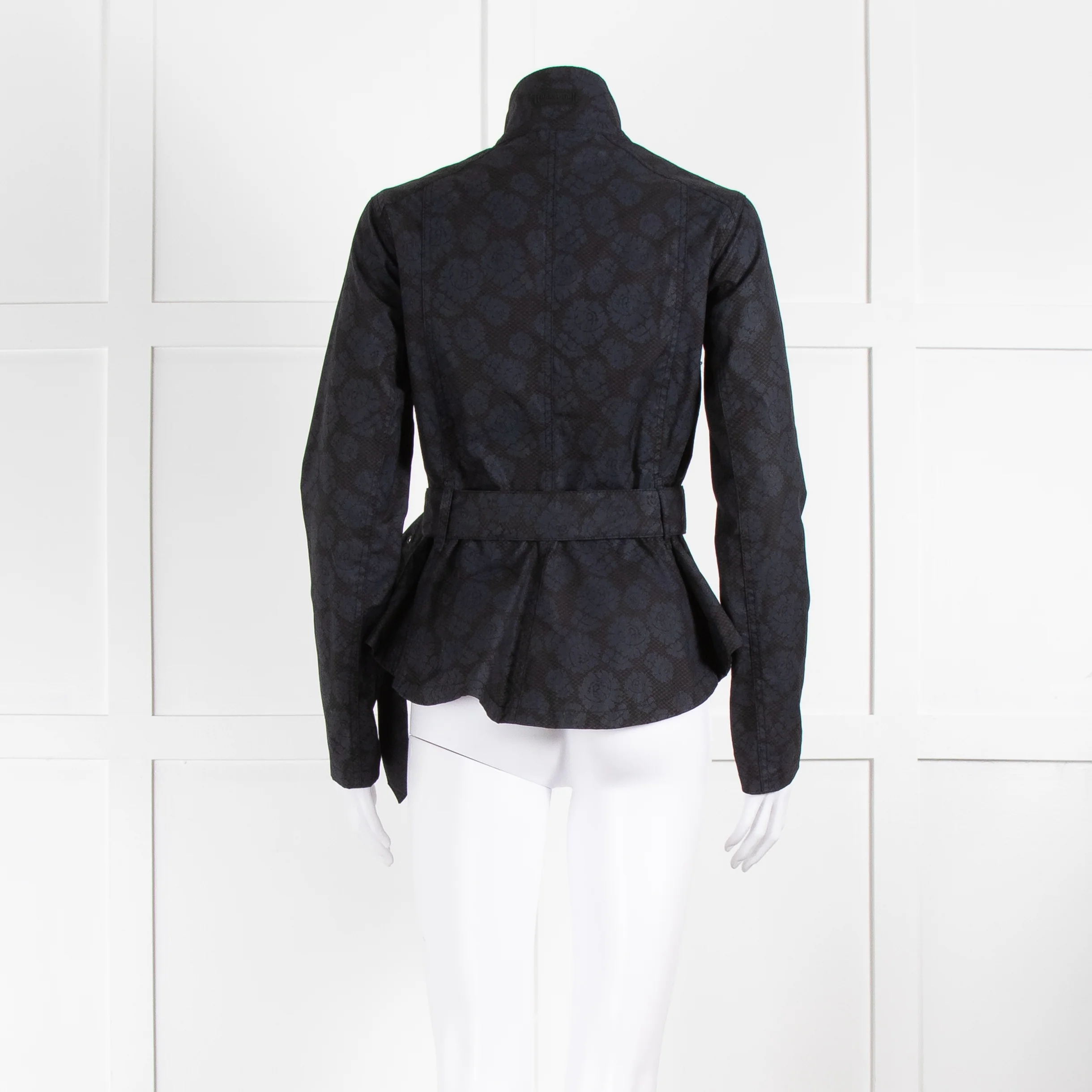 Barbour Navy Floral Print Peplum Jacket - Image 5