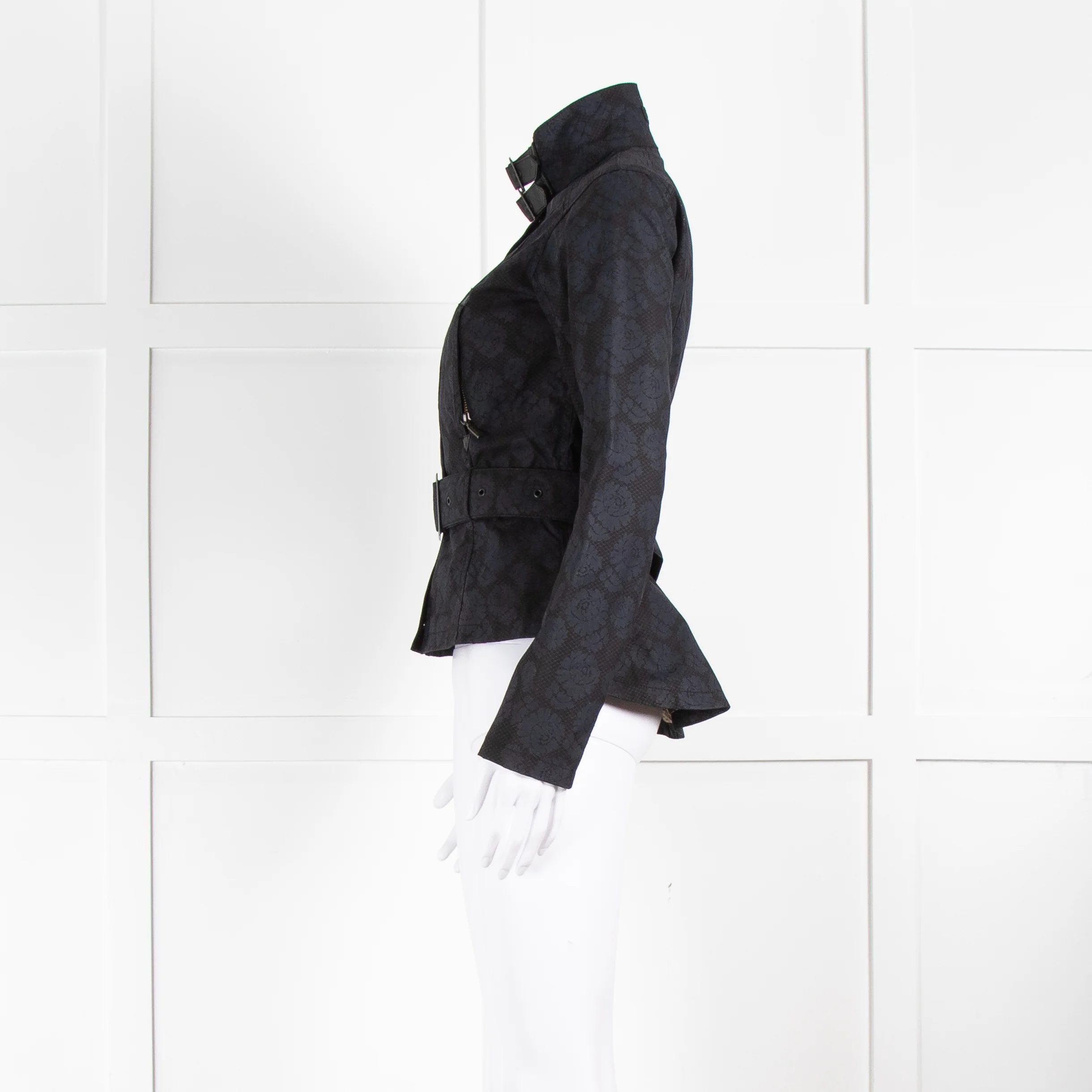 Barbour Navy Floral Print Peplum Jacket - Image 7