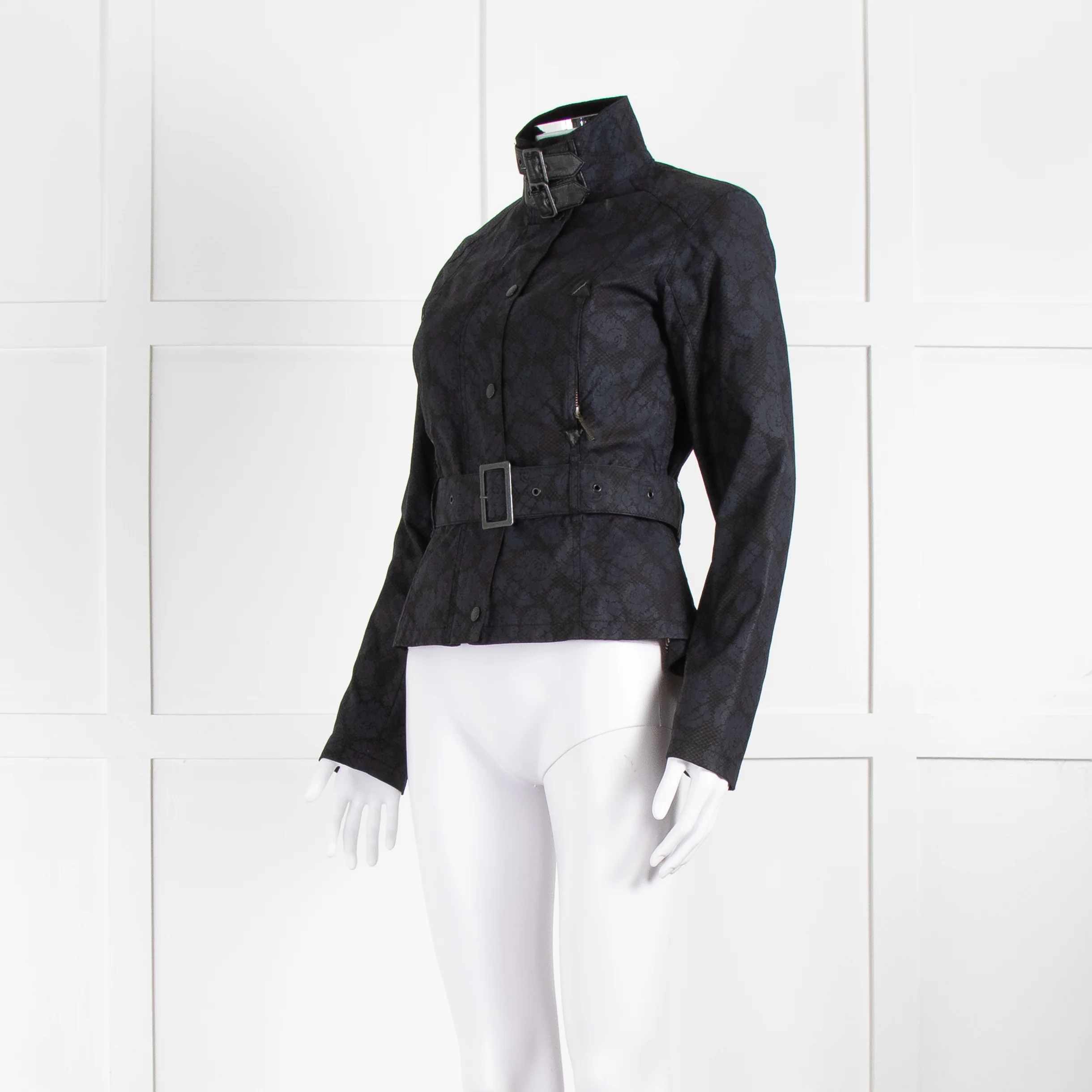 Barbour Navy Floral Print Peplum Jacket - Image 8