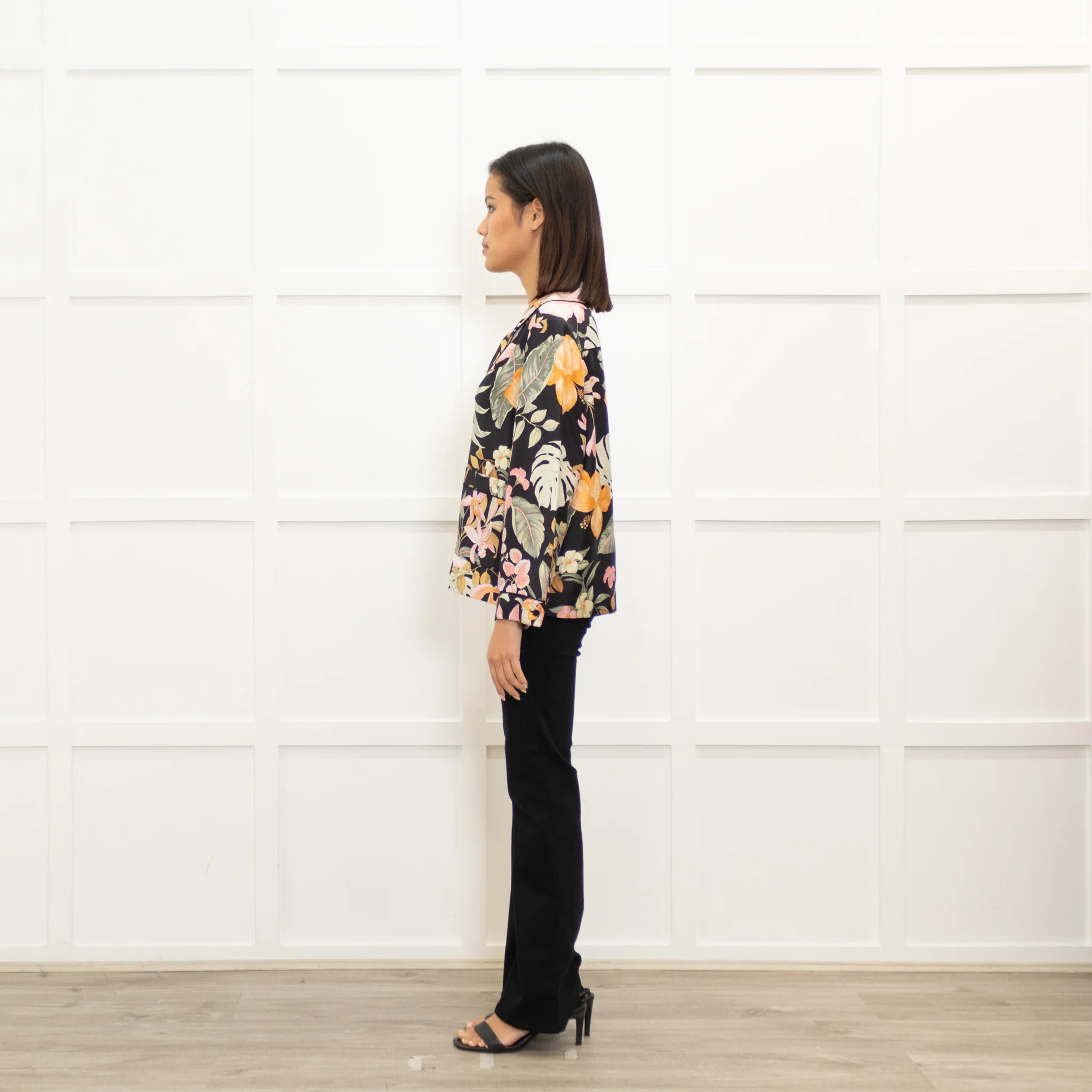 Barneys New York Black Floral Pyjama Style Top - Image 6