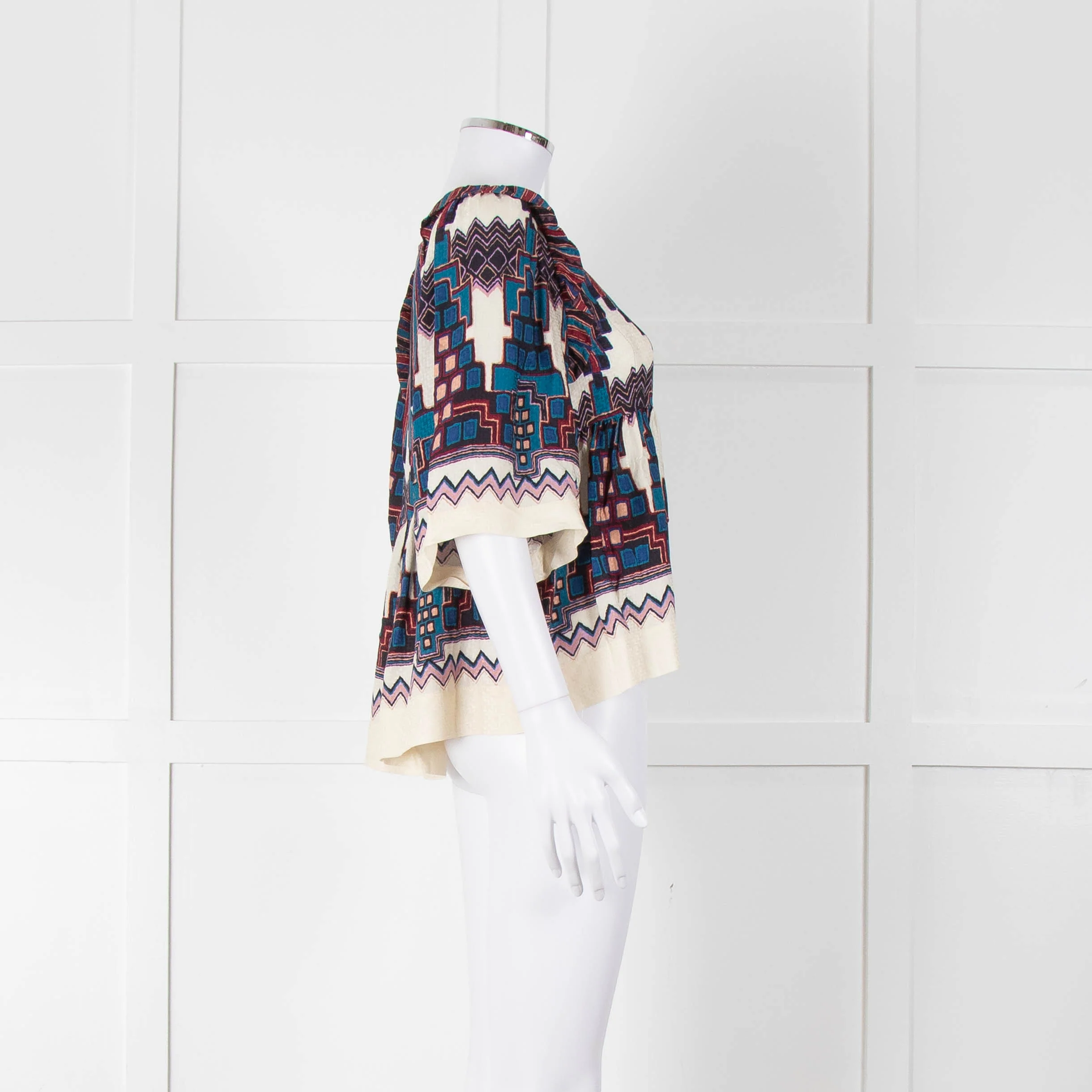 Ba&sh Aztec Tiered V Neck Blouse - Image 3