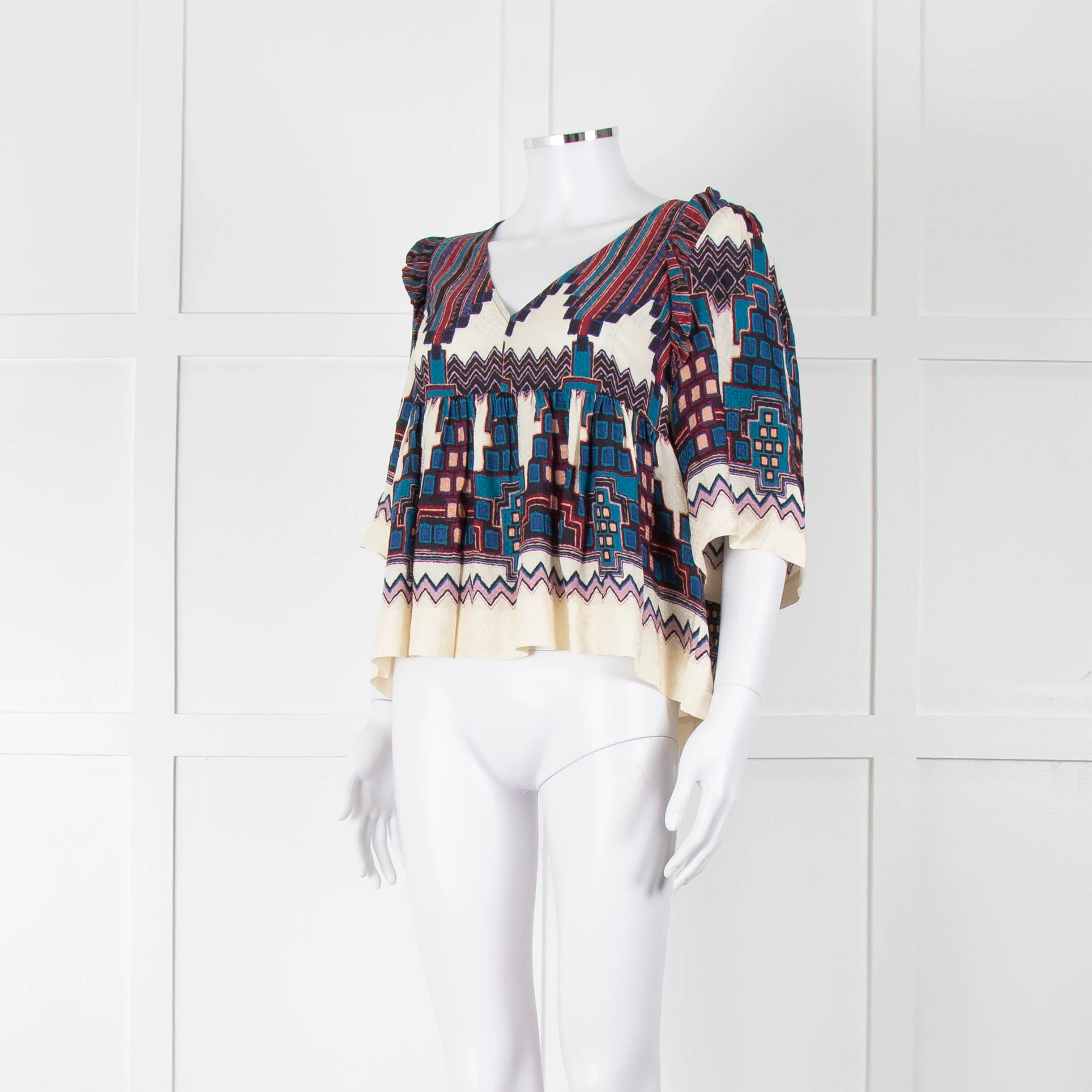 Ba&sh Aztec Tiered V Neck Blouse - Image 8