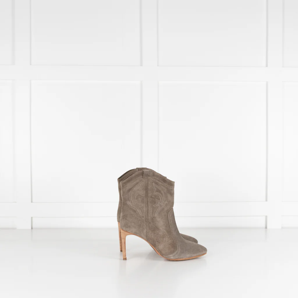 Ba&Sh Beige Suede Caitlin Heeled Ankle Boots - Image 6