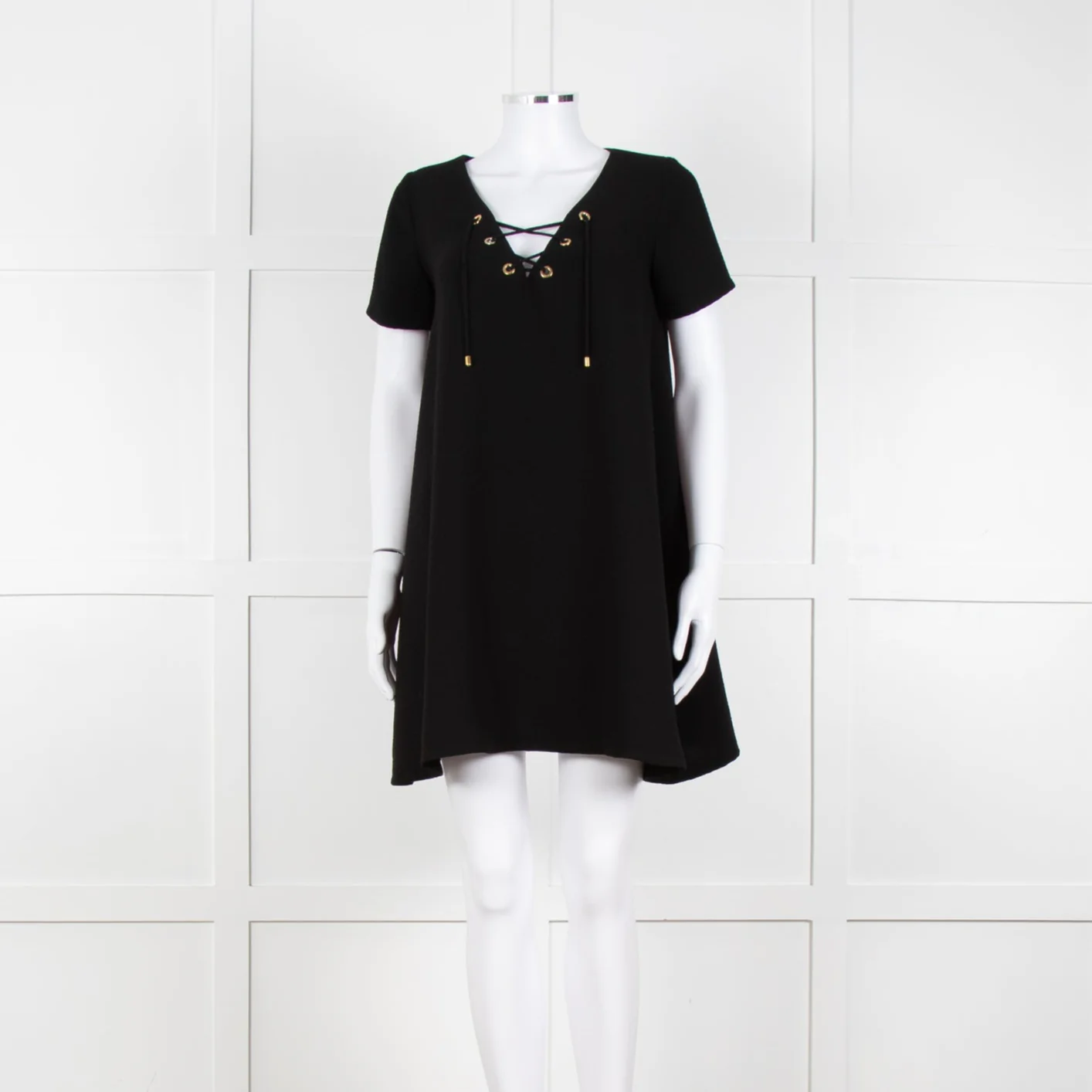 Ba&sh Black Crinkle Tie Front Mini Dress