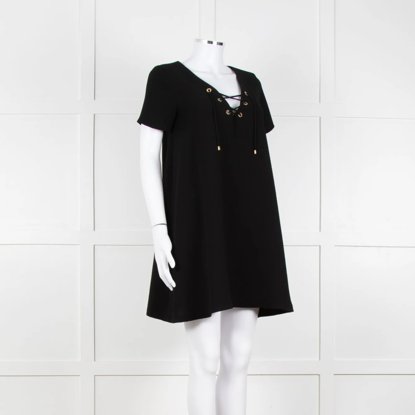 Ba&sh Black Crinkle Tie Front Mini Dress - Image 8