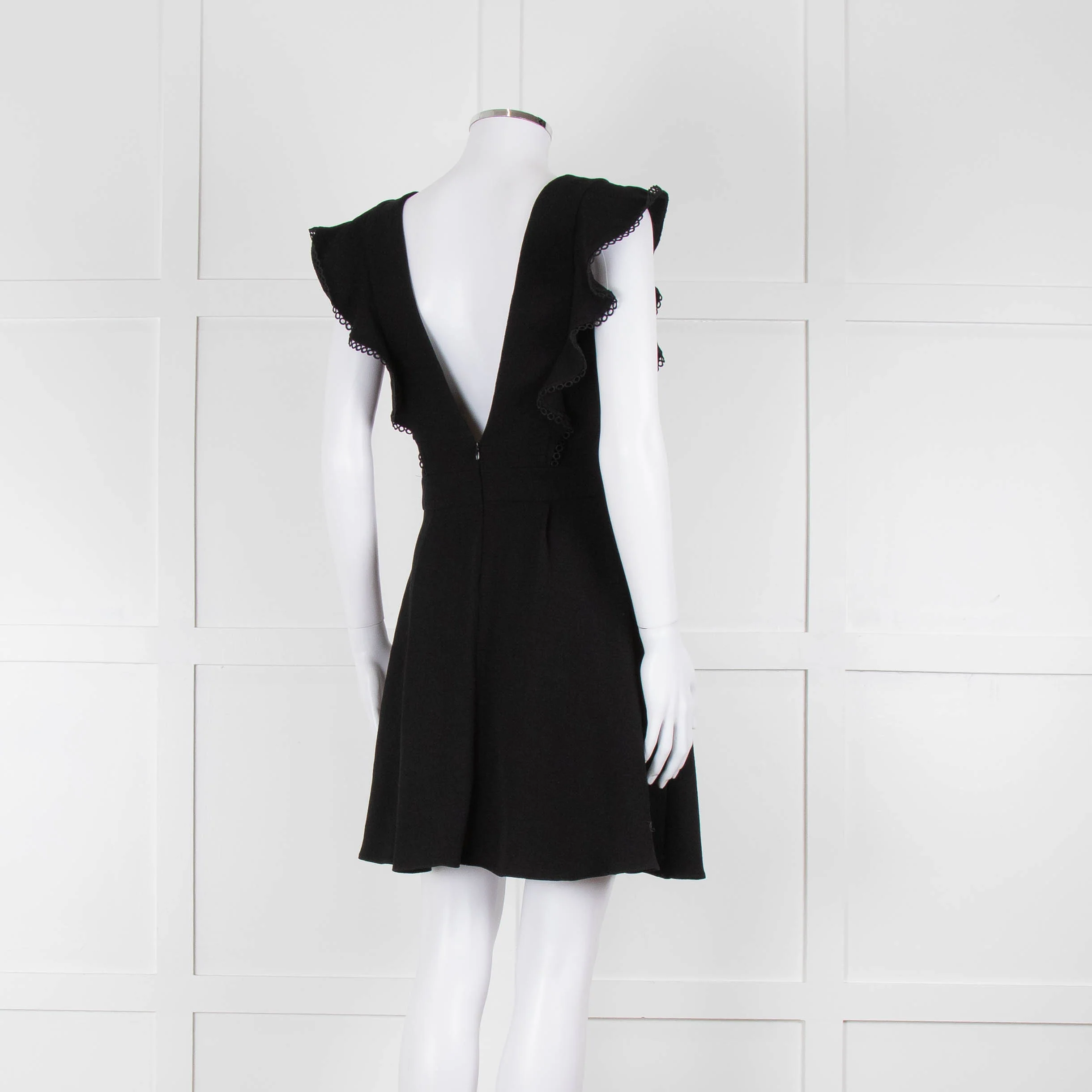 Ba&sh Black Deep V Neck Cap Sleeves Mini Dress - Image 4