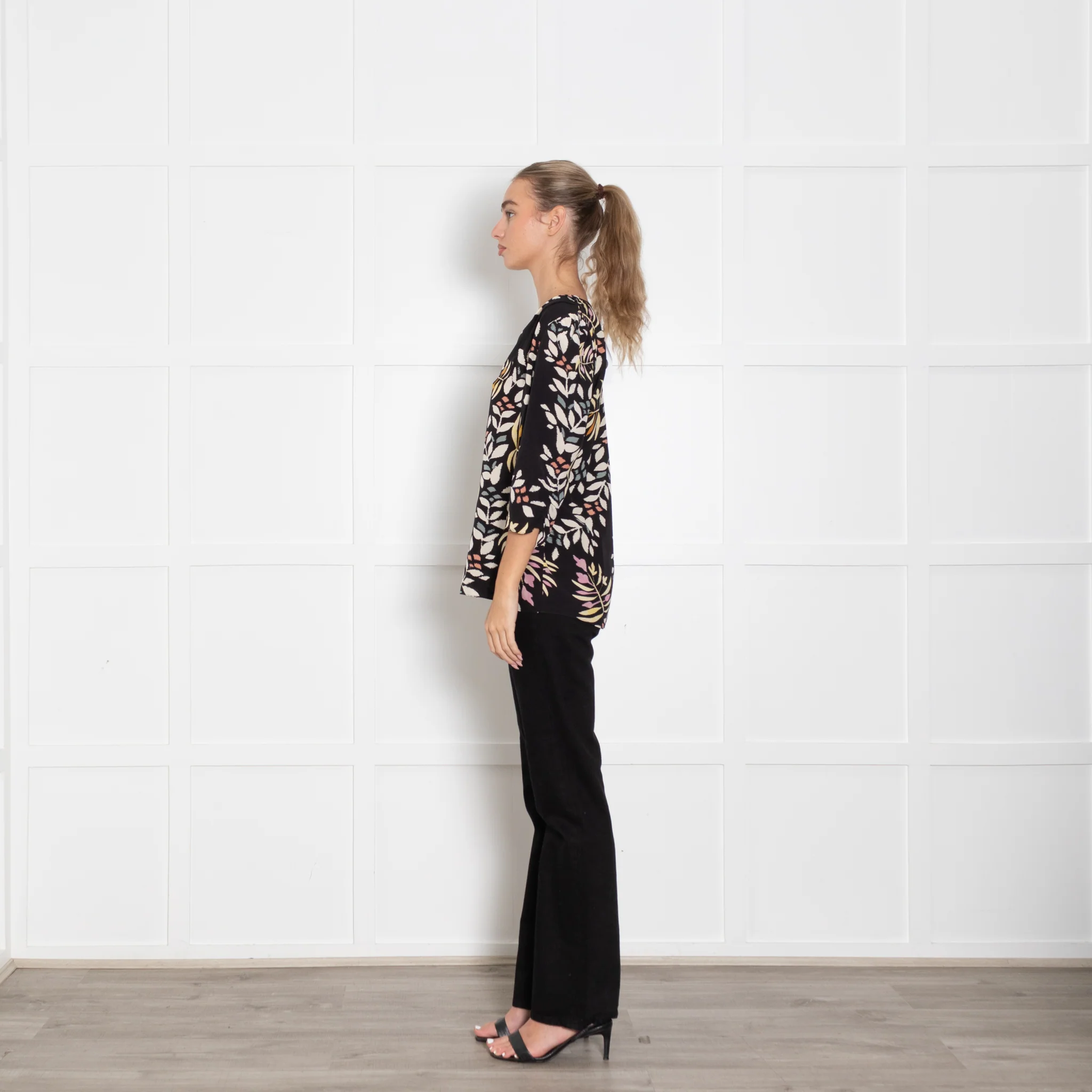 Ba&sh Black Floral Blouse with Gathered Cuffs - Image 4