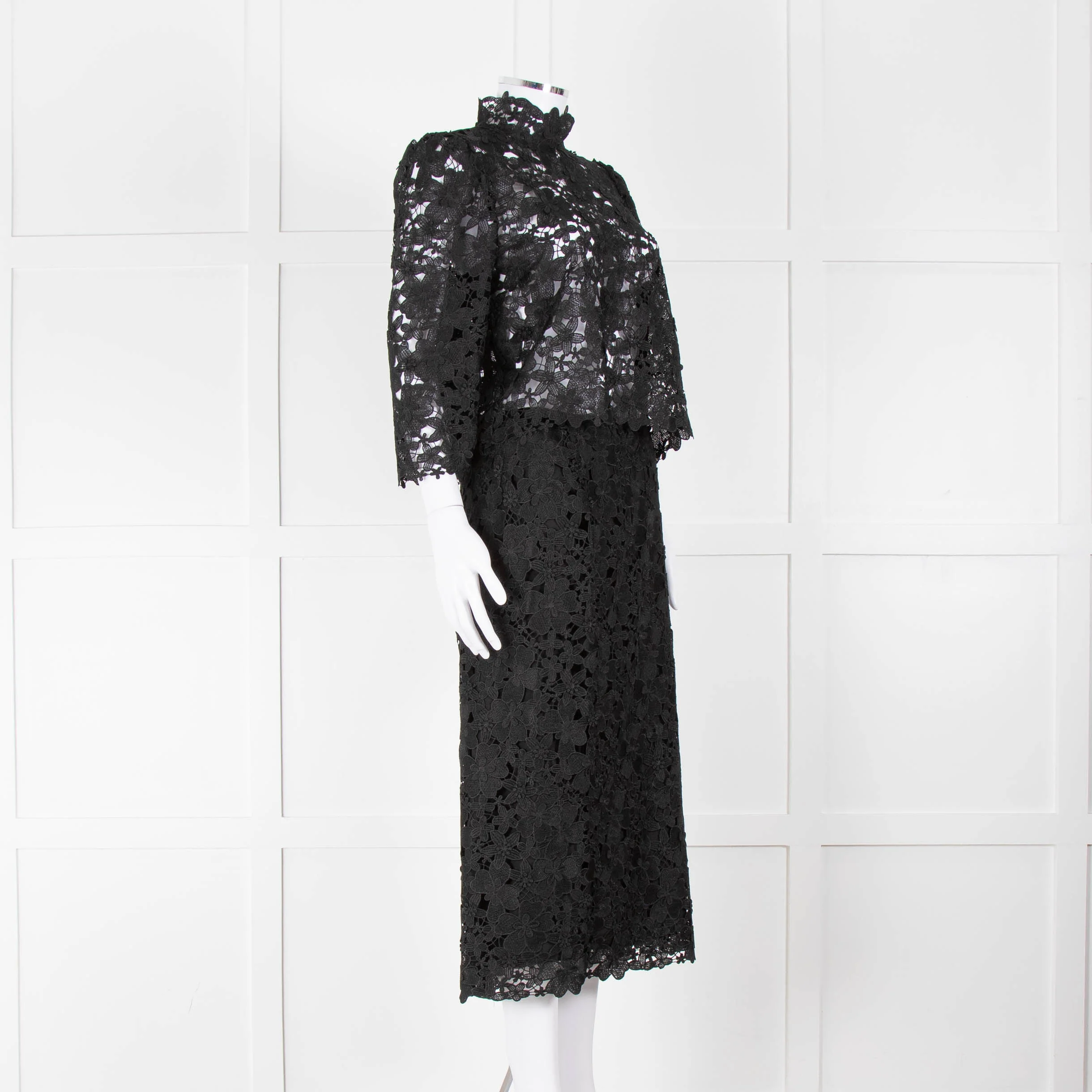 Ba&sh Black Lace Top with High Neck - Image 3