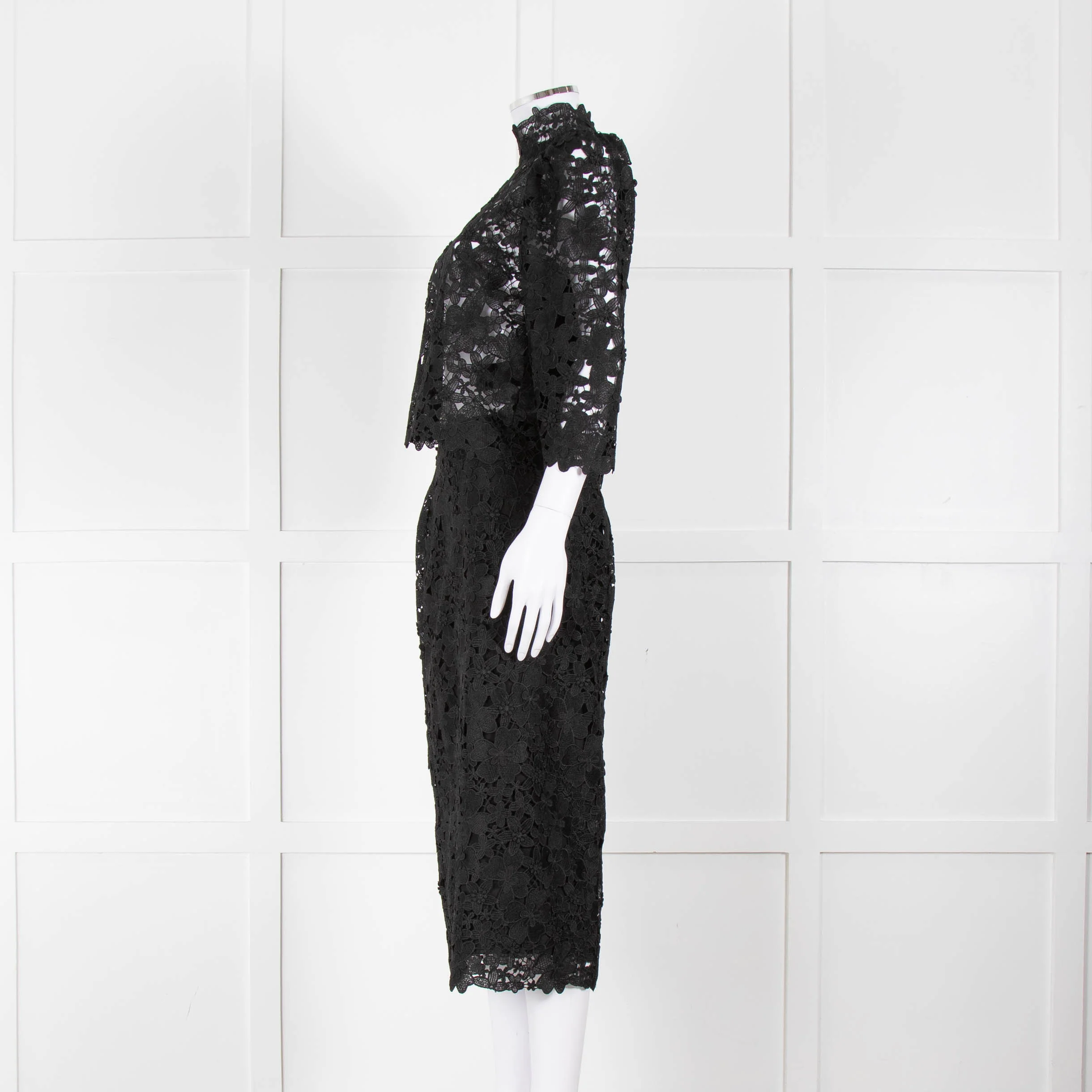 Ba&sh Black Lace Top with High Neck - Image 8