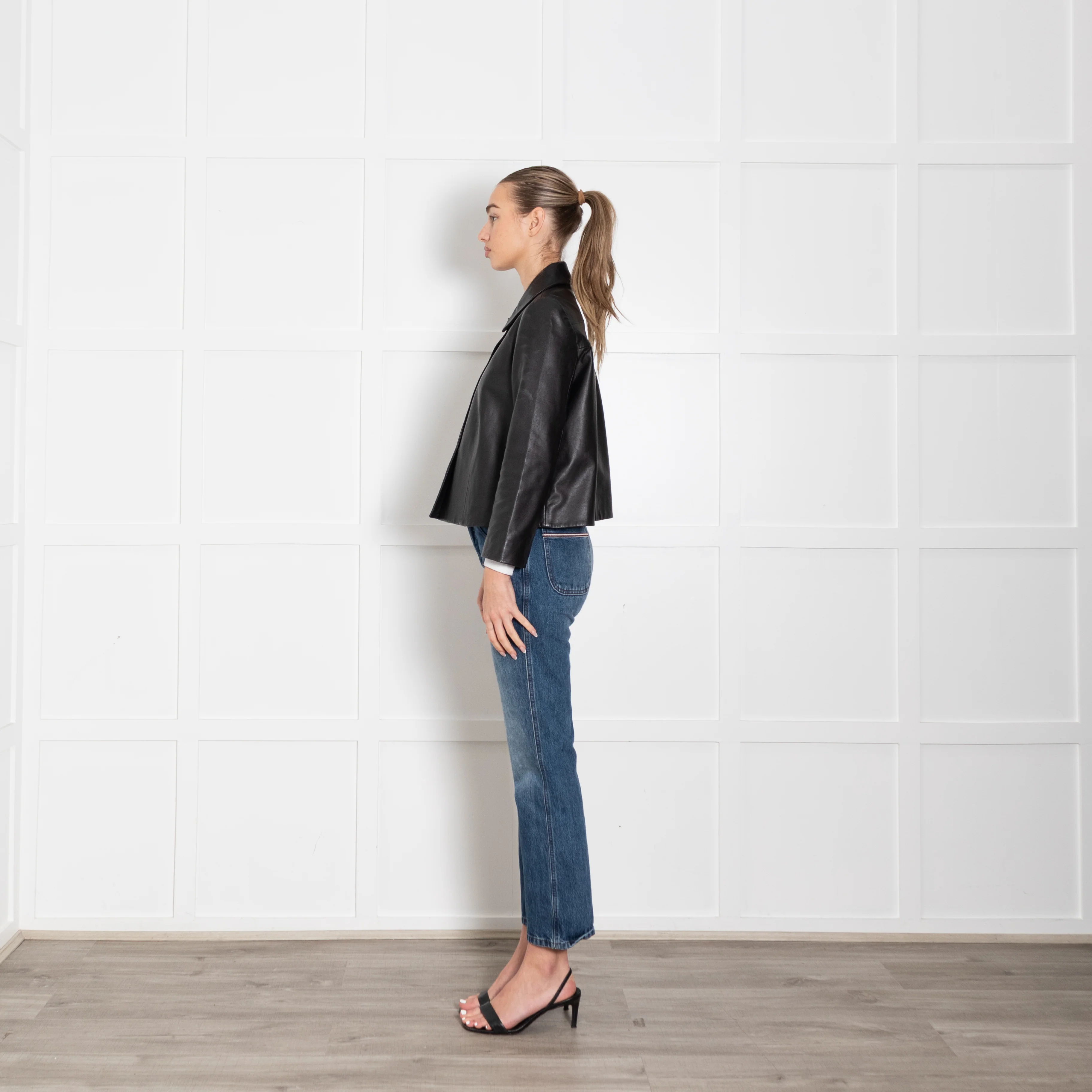 Ba&sh Black Milos Leather Jacket with Peter Pan Collar - Image 4