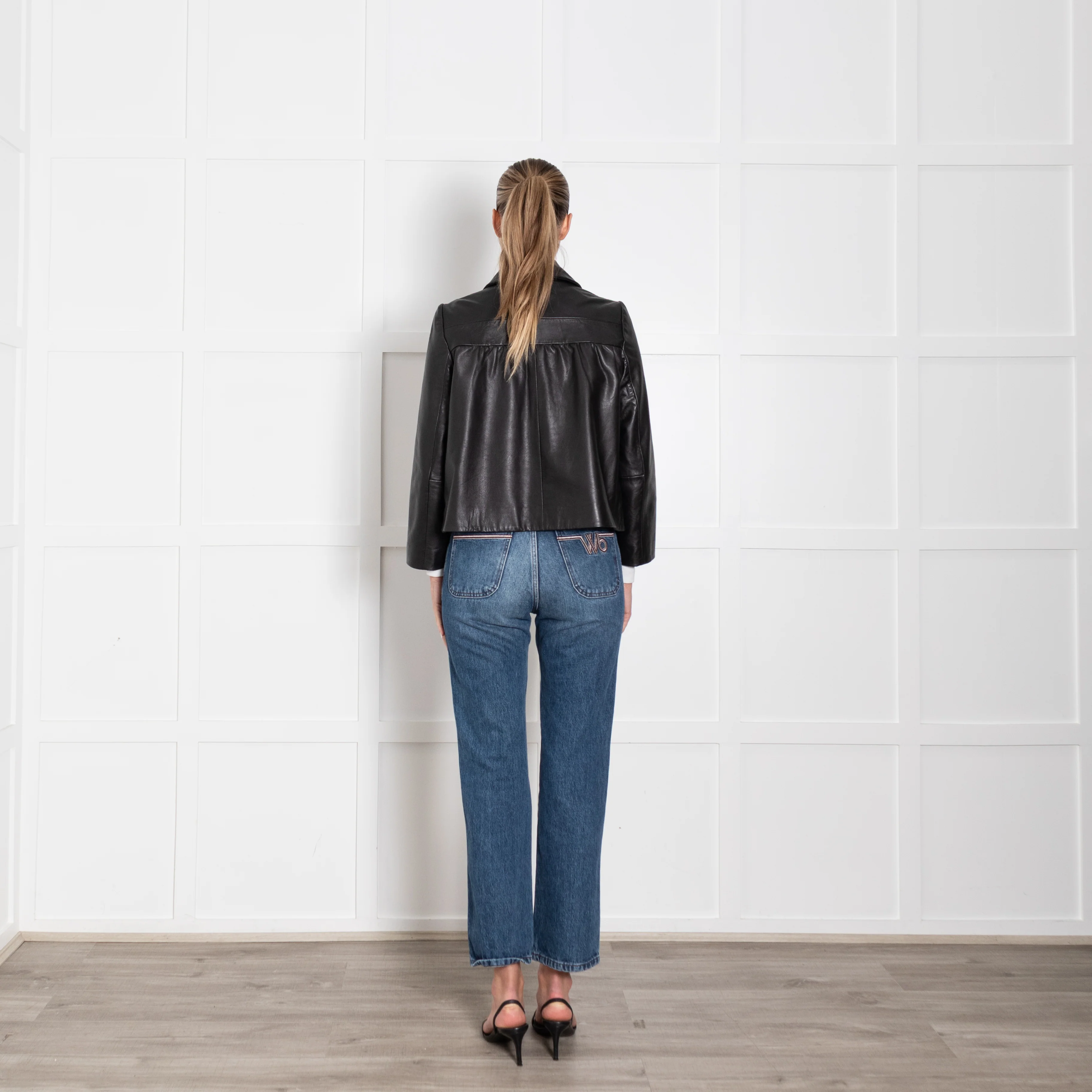 Ba&sh Black Milos Leather Jacket with Peter Pan Collar - Image 5