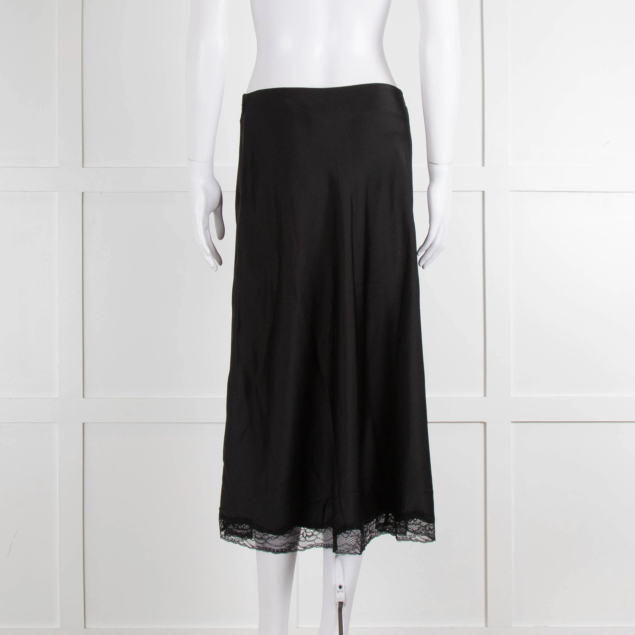 Ba&sh Black Silk Skirt with Lace Hem - Image 5