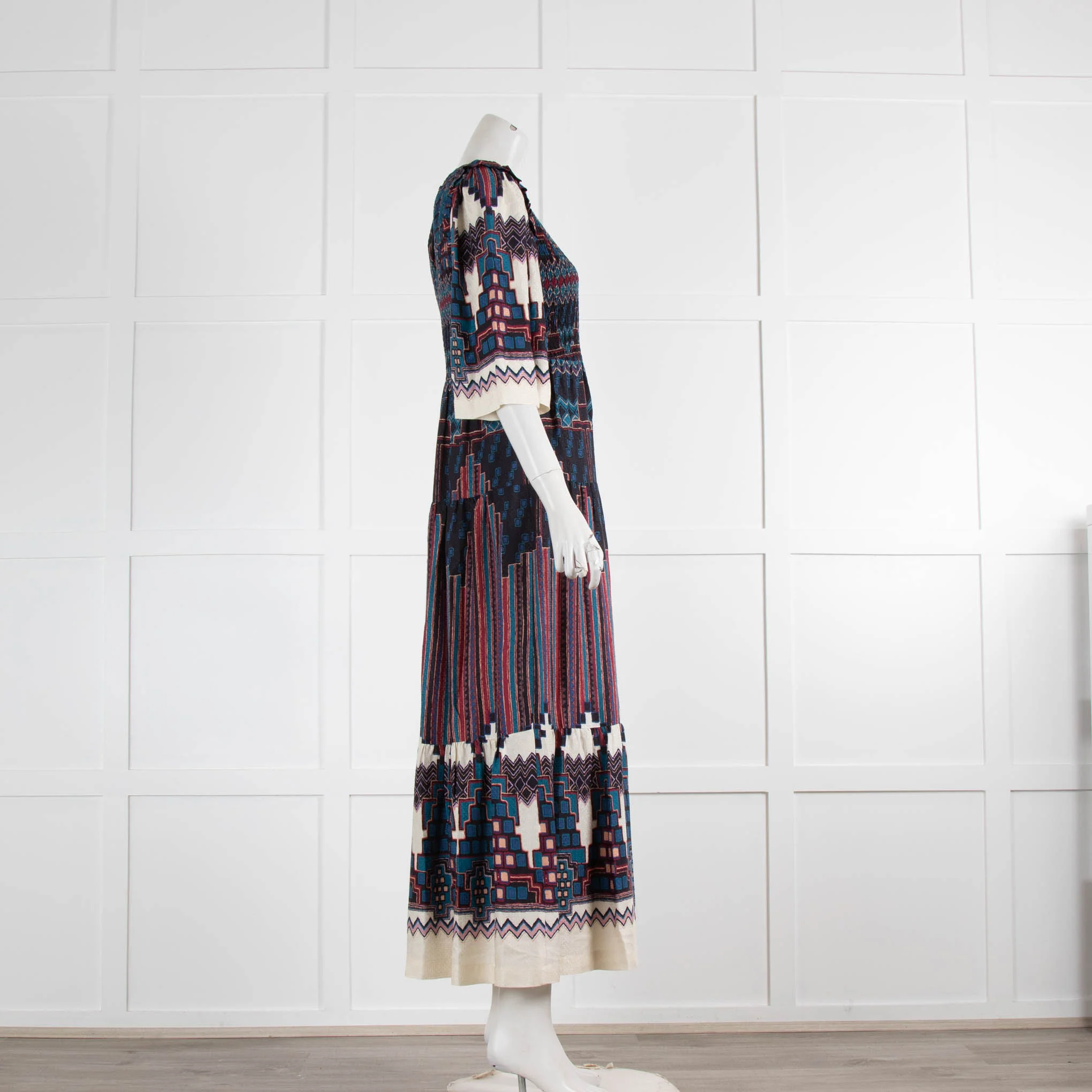 Ba&sh Blue Burgundy Cream Mandie Dress - Image 2