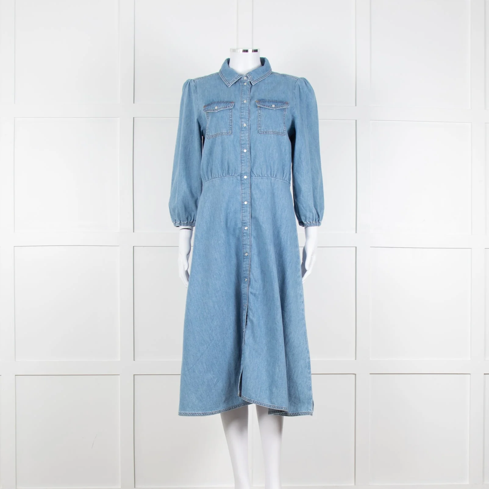 Ba&sh Blue Denim Larta Midi Dress