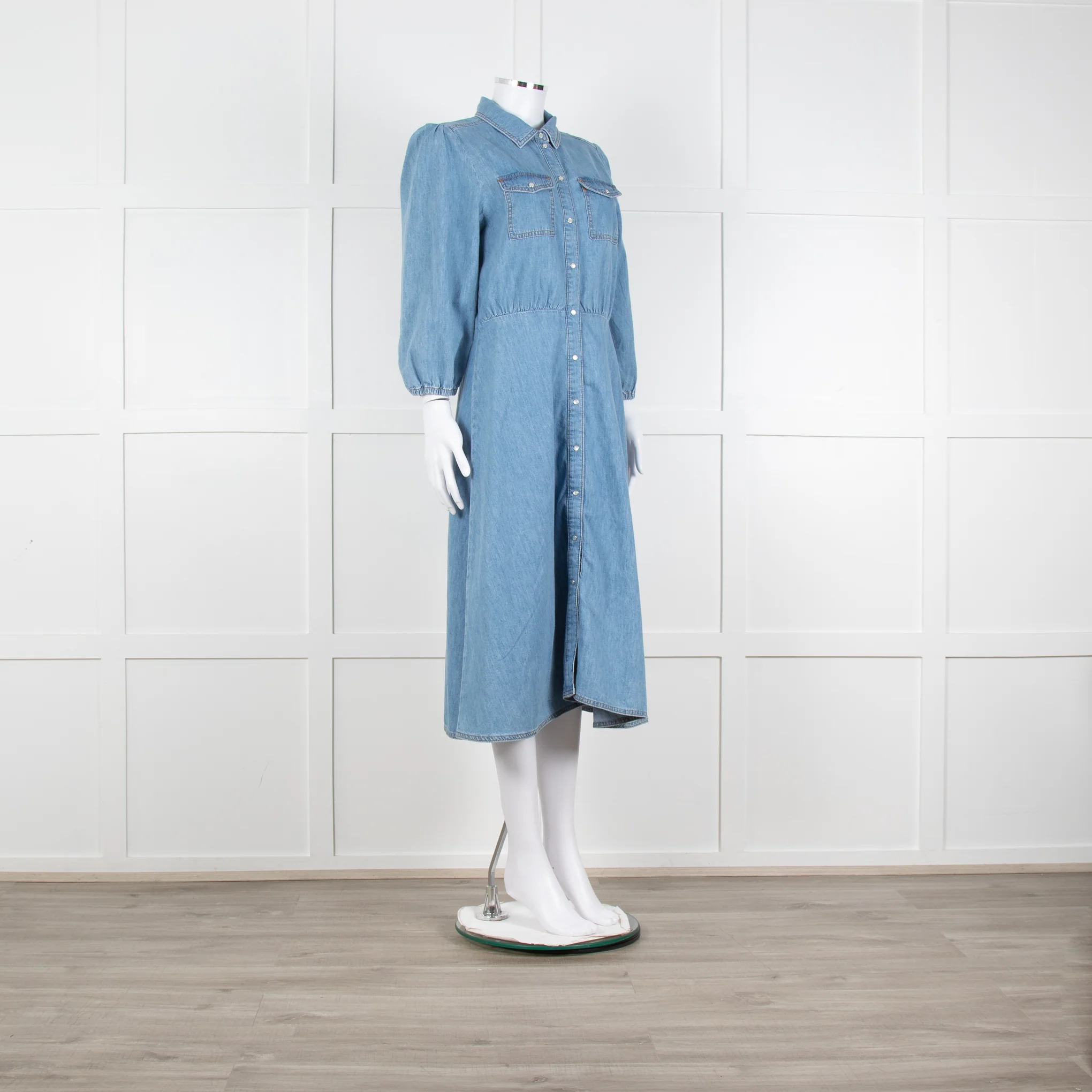 Ba&sh Blue Denim Larta Midi Dress - Image 8