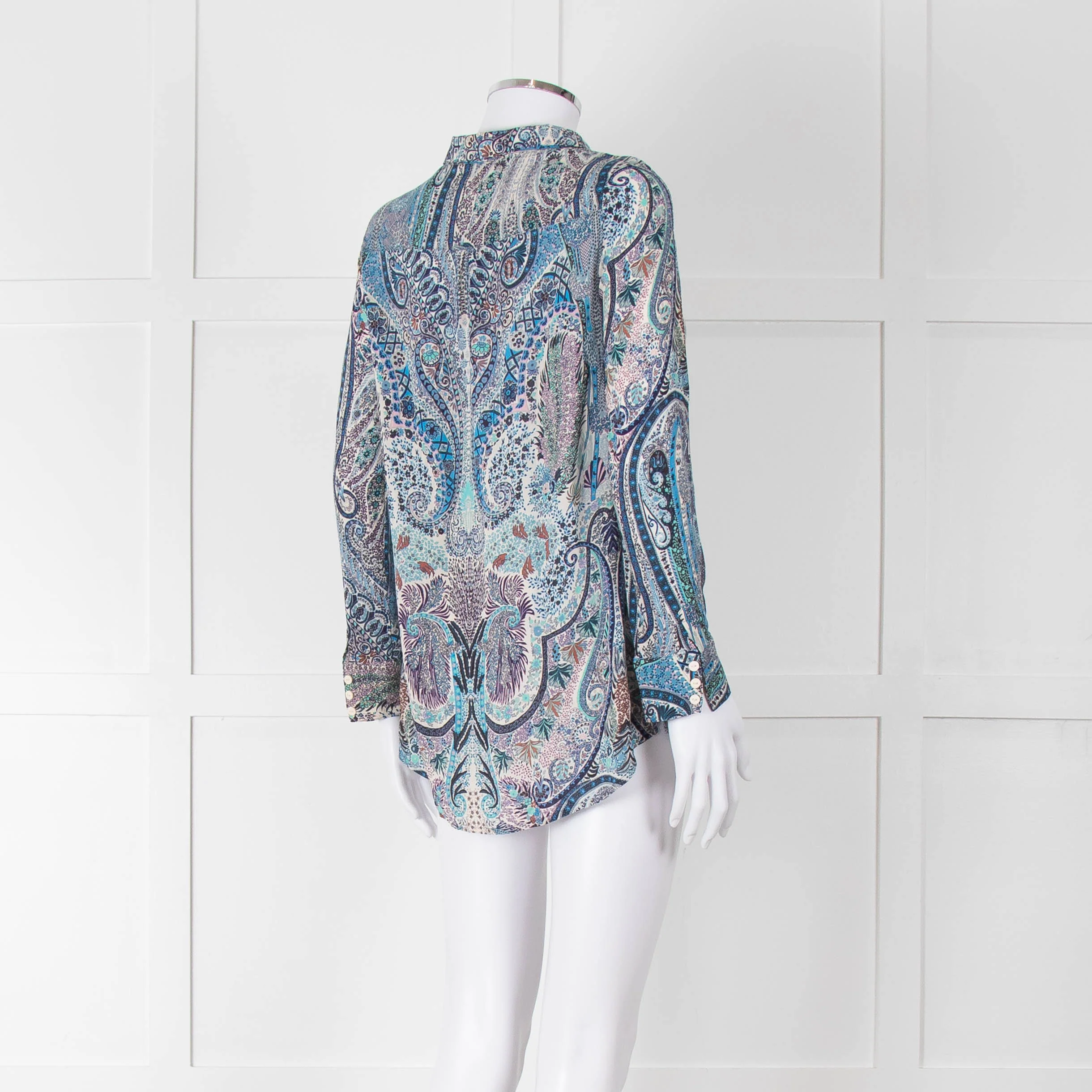Ba&sh Blue Green Cream Paisley Floral Print Blouse - Image 4