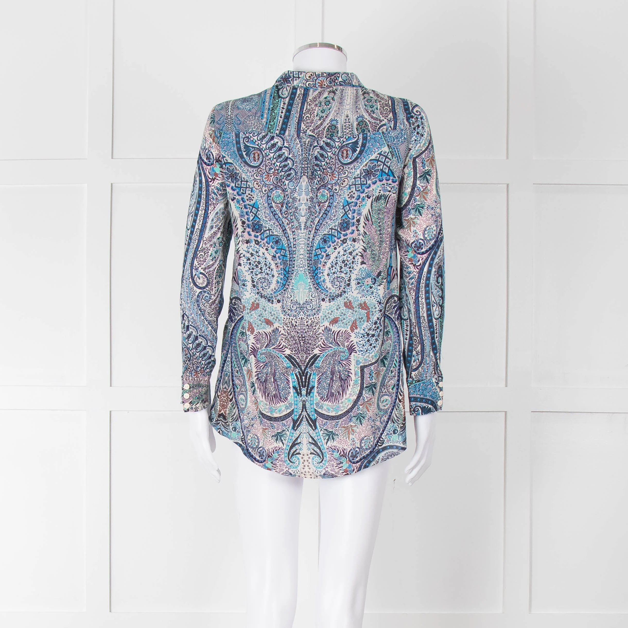 Ba&sh Blue Green Cream Paisley Floral Print Blouse - Image 5