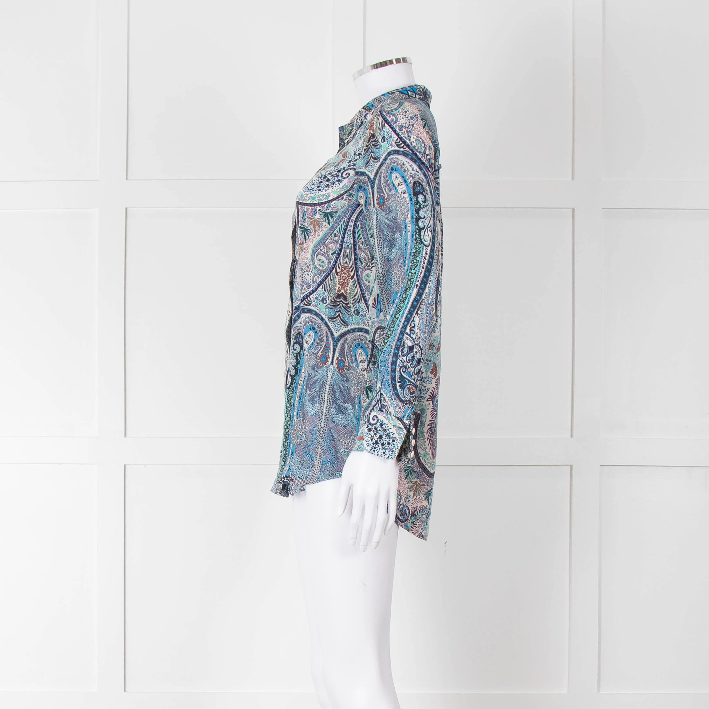 Ba&sh Blue Green Cream Paisley Floral Print Blouse - Image 7