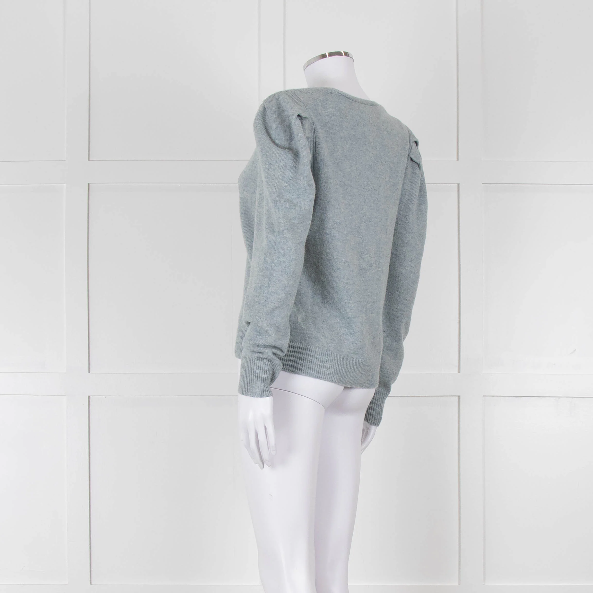 ba&sh Blue Wool Mix Jumper With Pleated Shoulders - Image 6