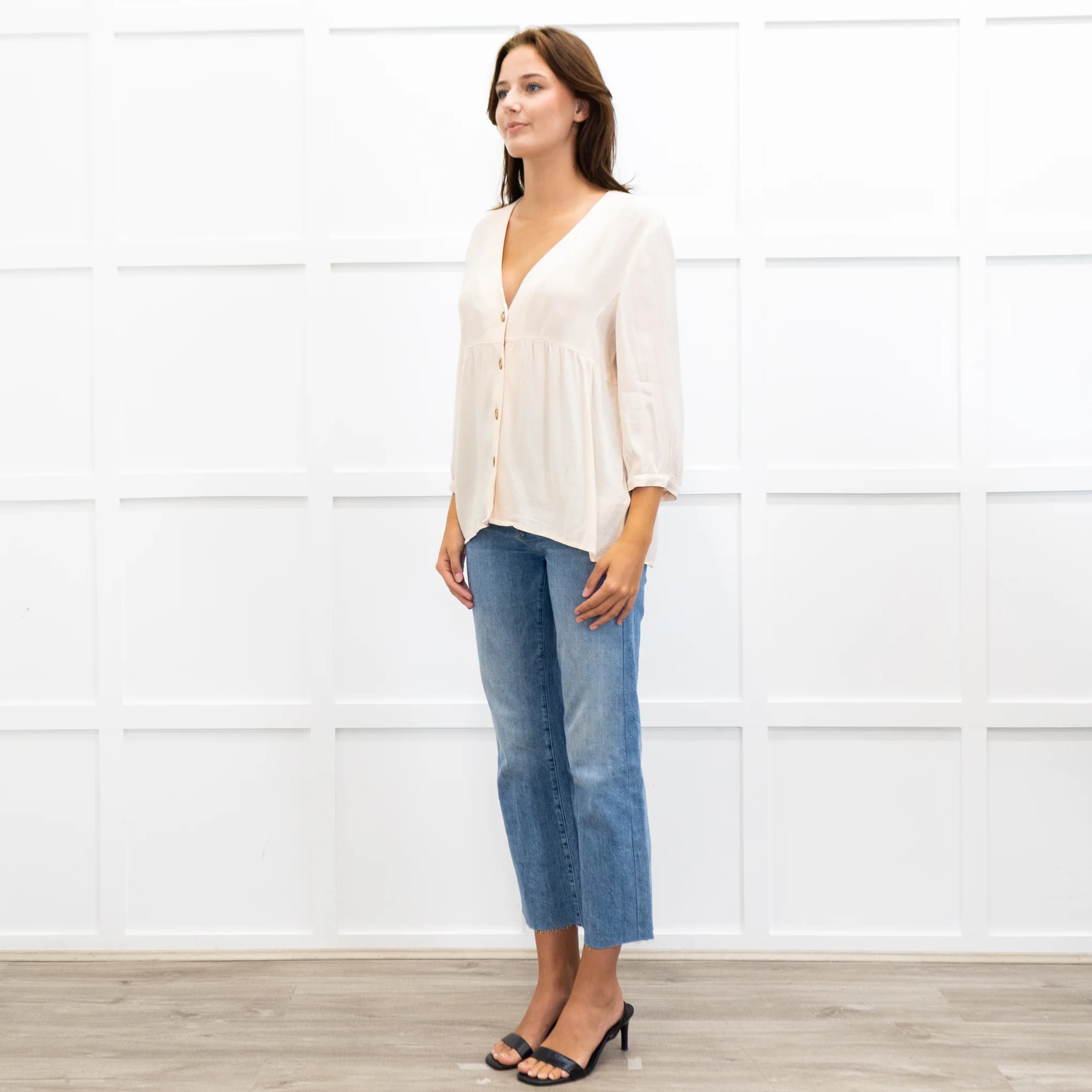 Ba&Sh Pale Peach Button Up Blouse - Image 3