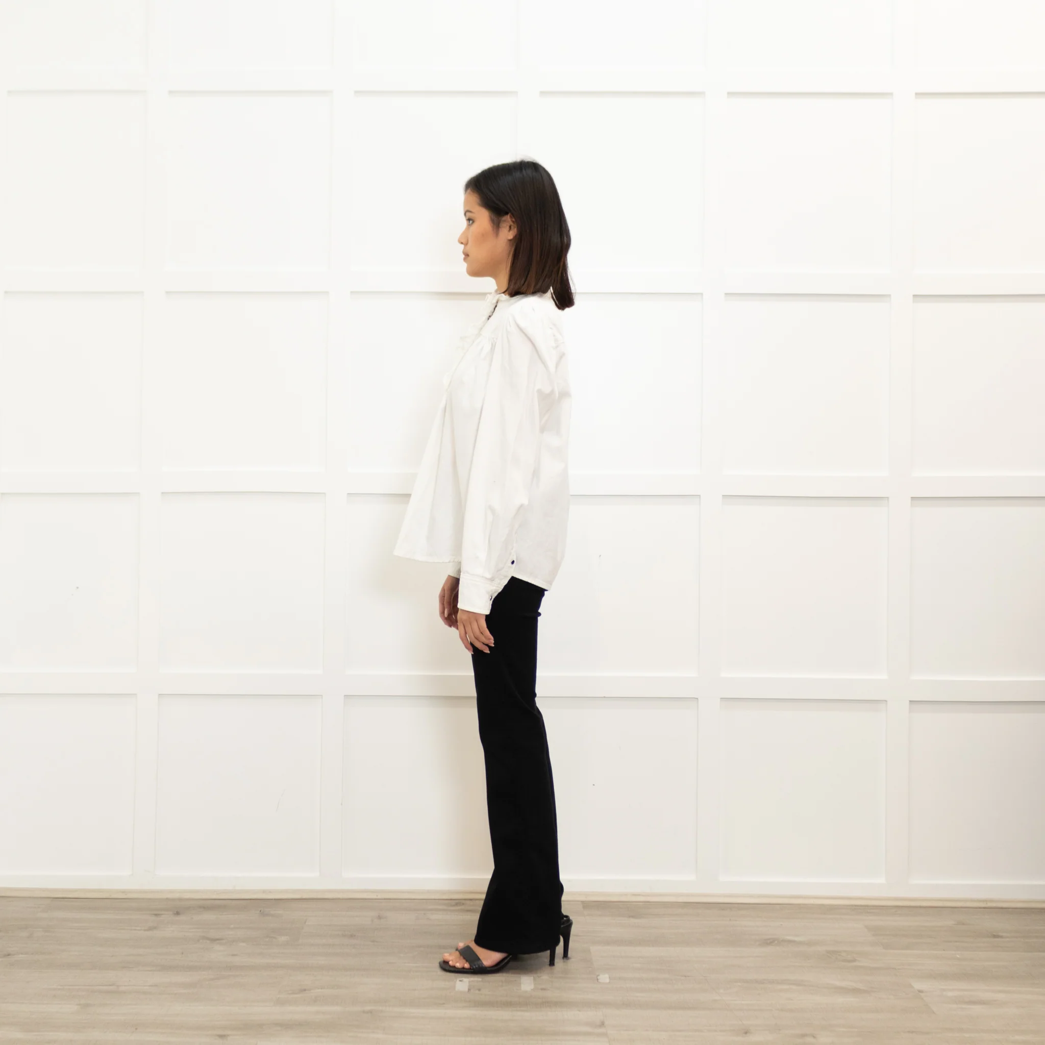 Ba&SH Cream Cotton Frill Trim Long Sleeve Top - Image 6