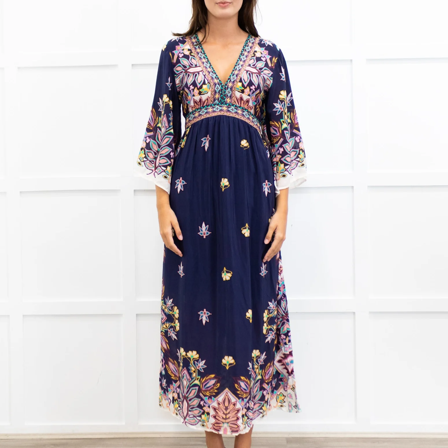 ba&sh Dark Blue Patterend Top Lufia Dress - Image 2