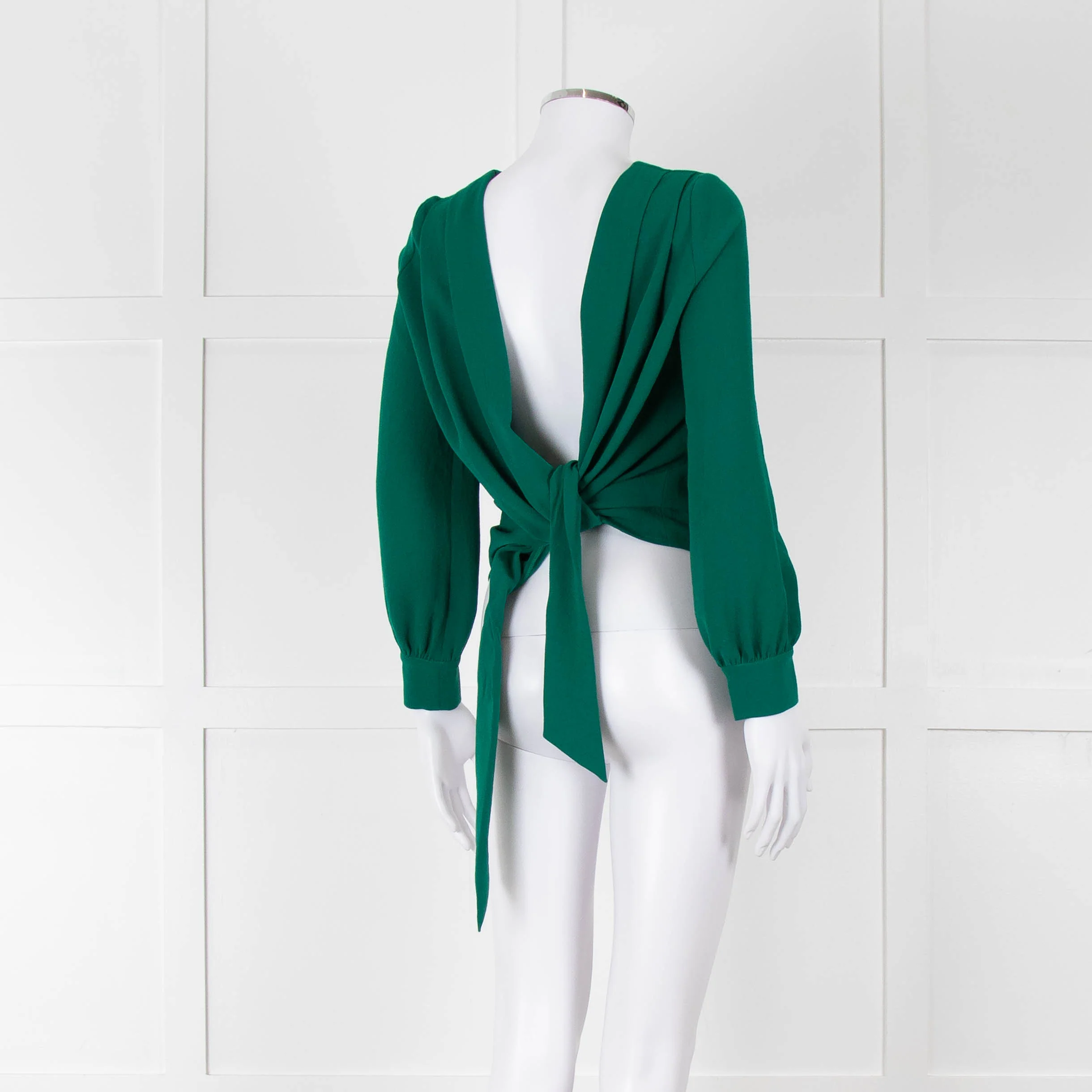 ba&sh Emerald Green Tie Back Cross Over Blouse - Image 4