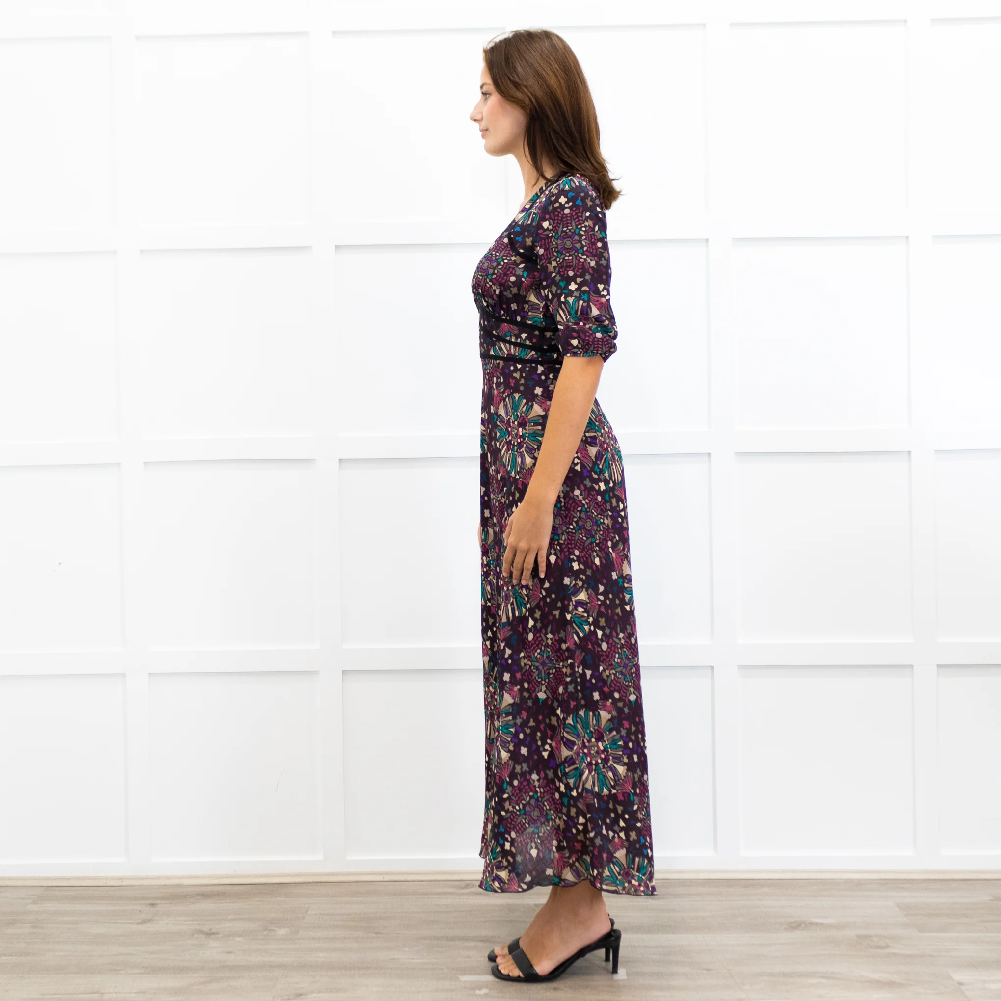 Ba&sh Fazia Purple Floral V Neck Maxi Dress - Image 4