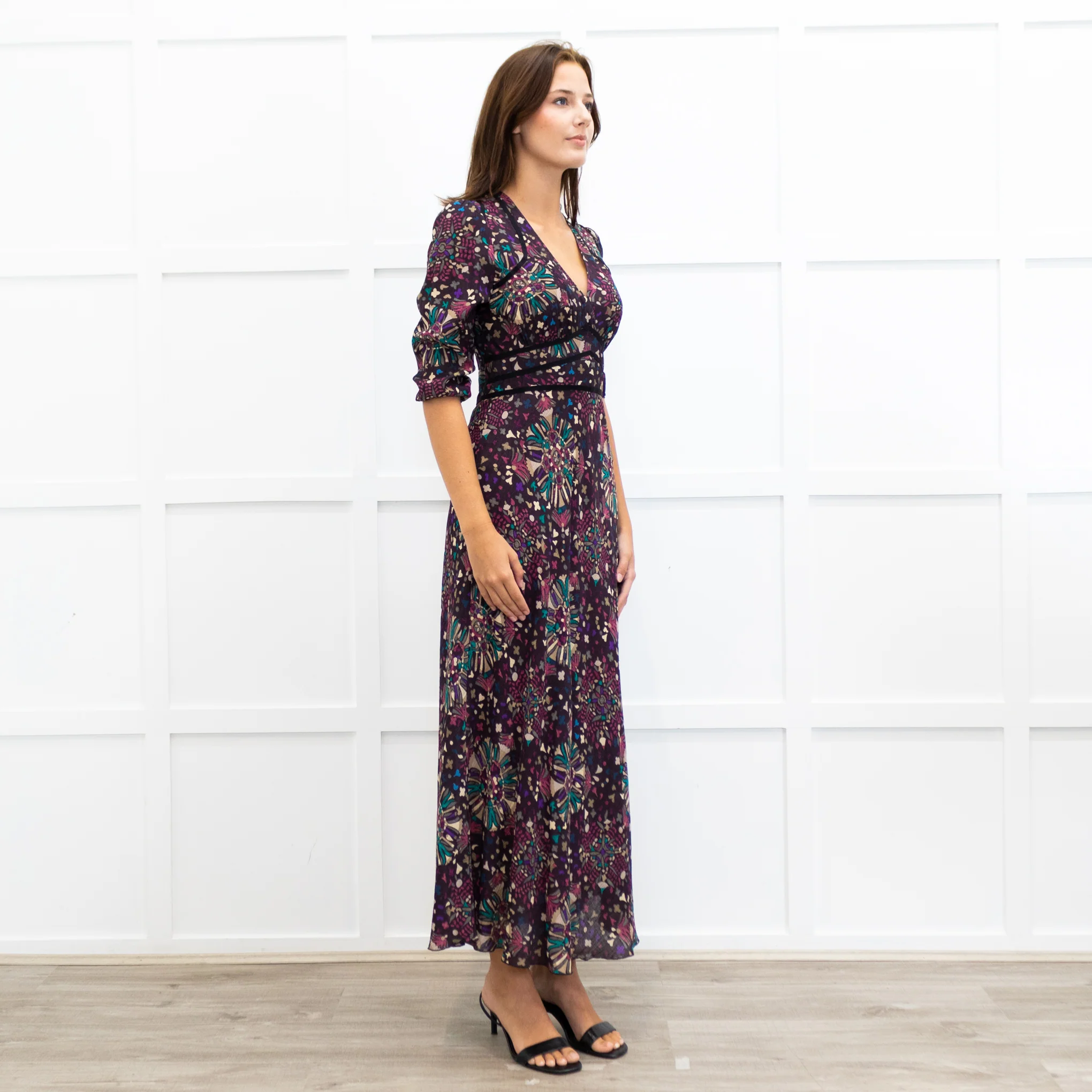 Ba&sh Fazia Purple Floral V Neck Maxi Dress - Image 7