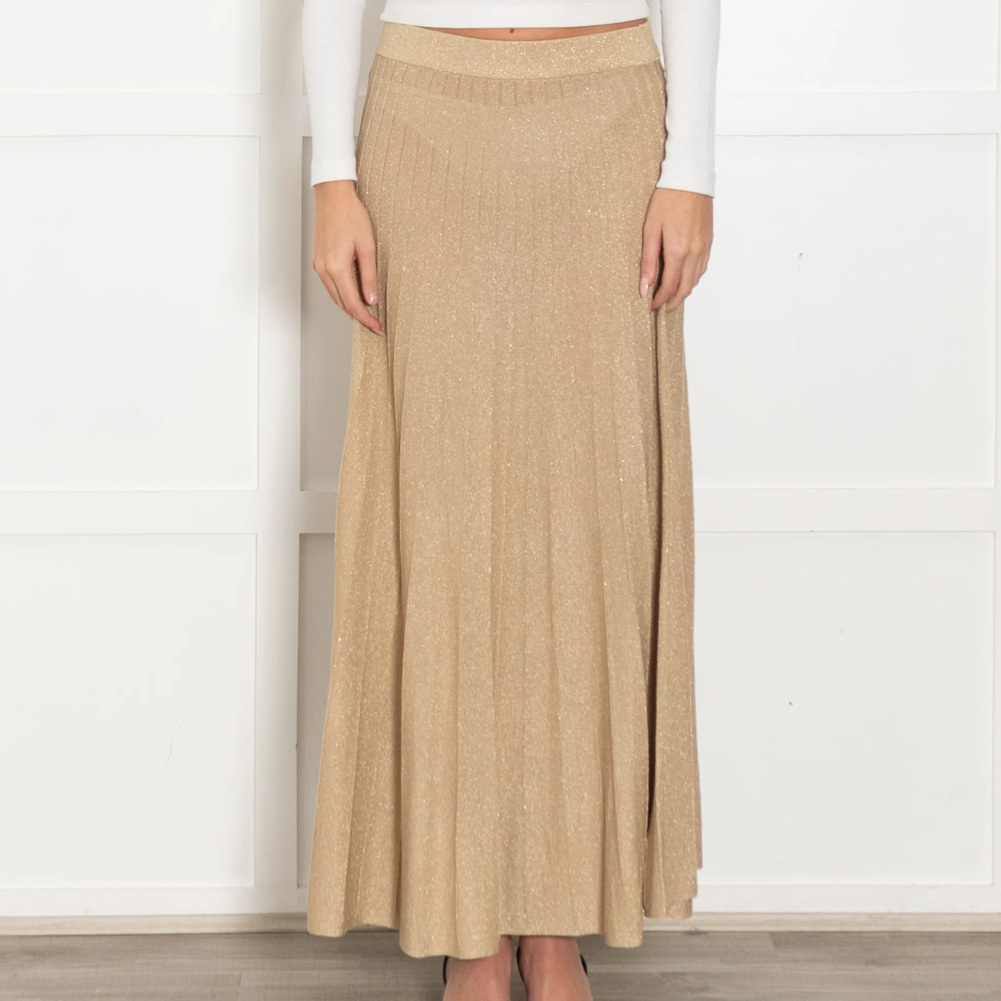 Ba&sh Gold Lurex Knit Skirt - Image 2