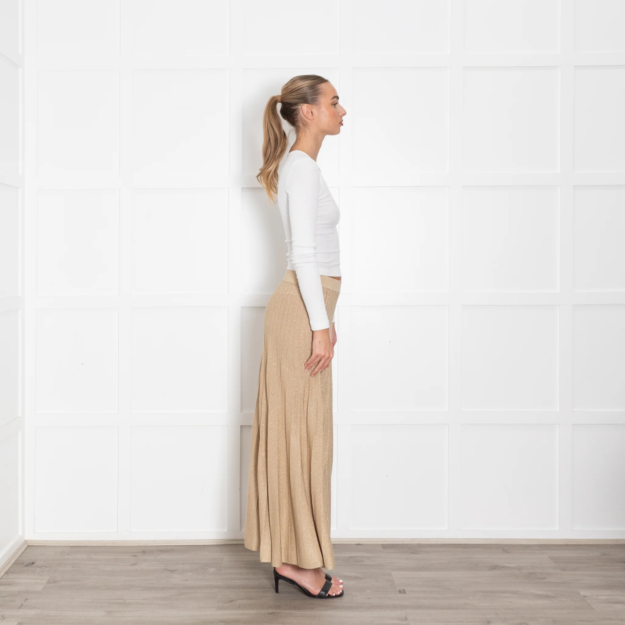 Ba&sh Gold Lurex Knit Skirt - Image 6