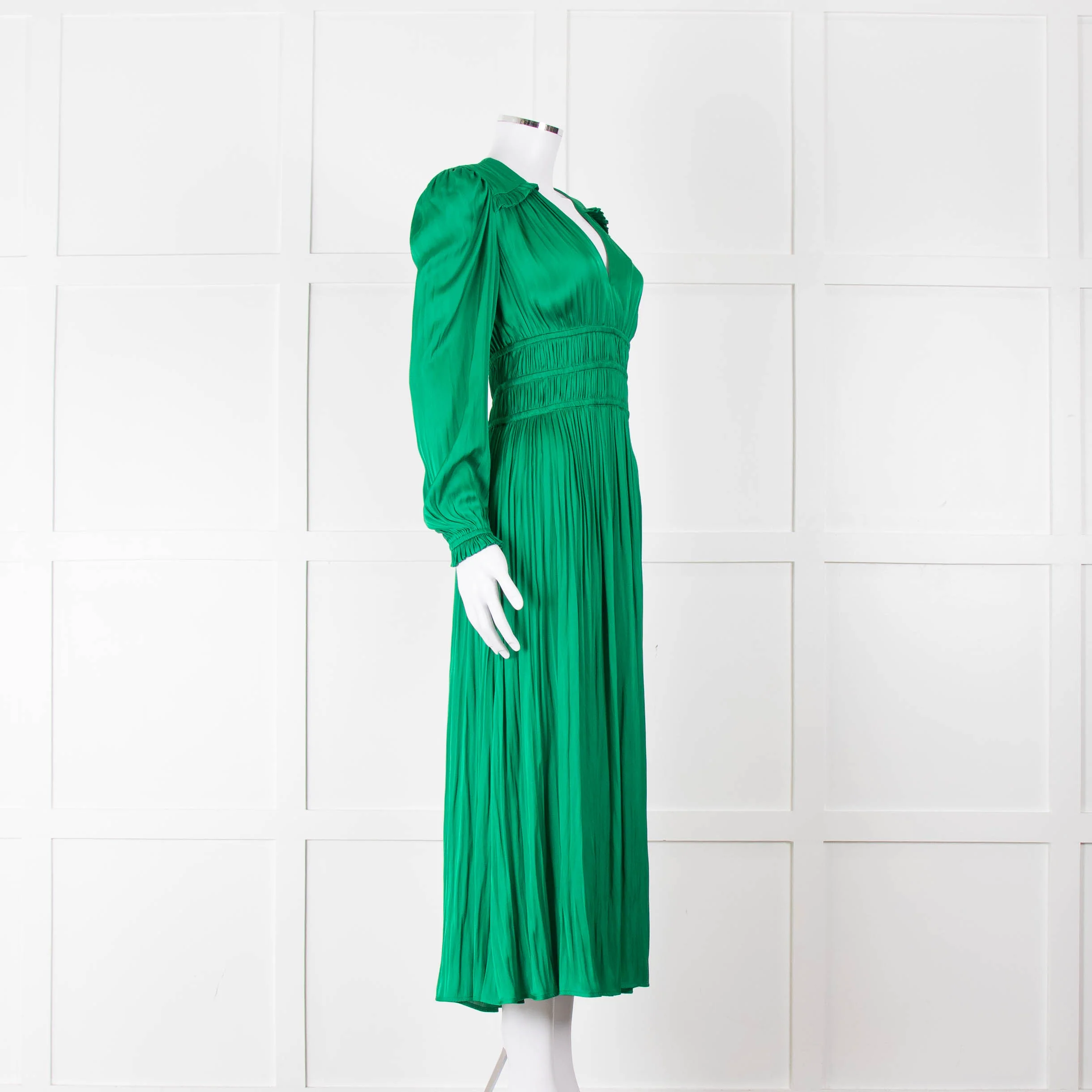 Maje Green Flowy Long Sleeve Midi Dress - Image 2