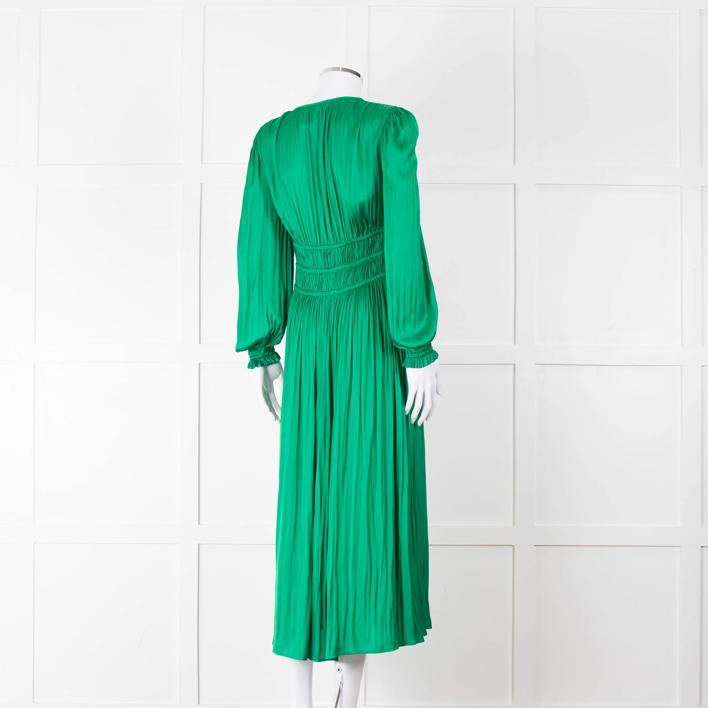 Maje Green Flowy Long Sleeve Midi Dress - Image 4