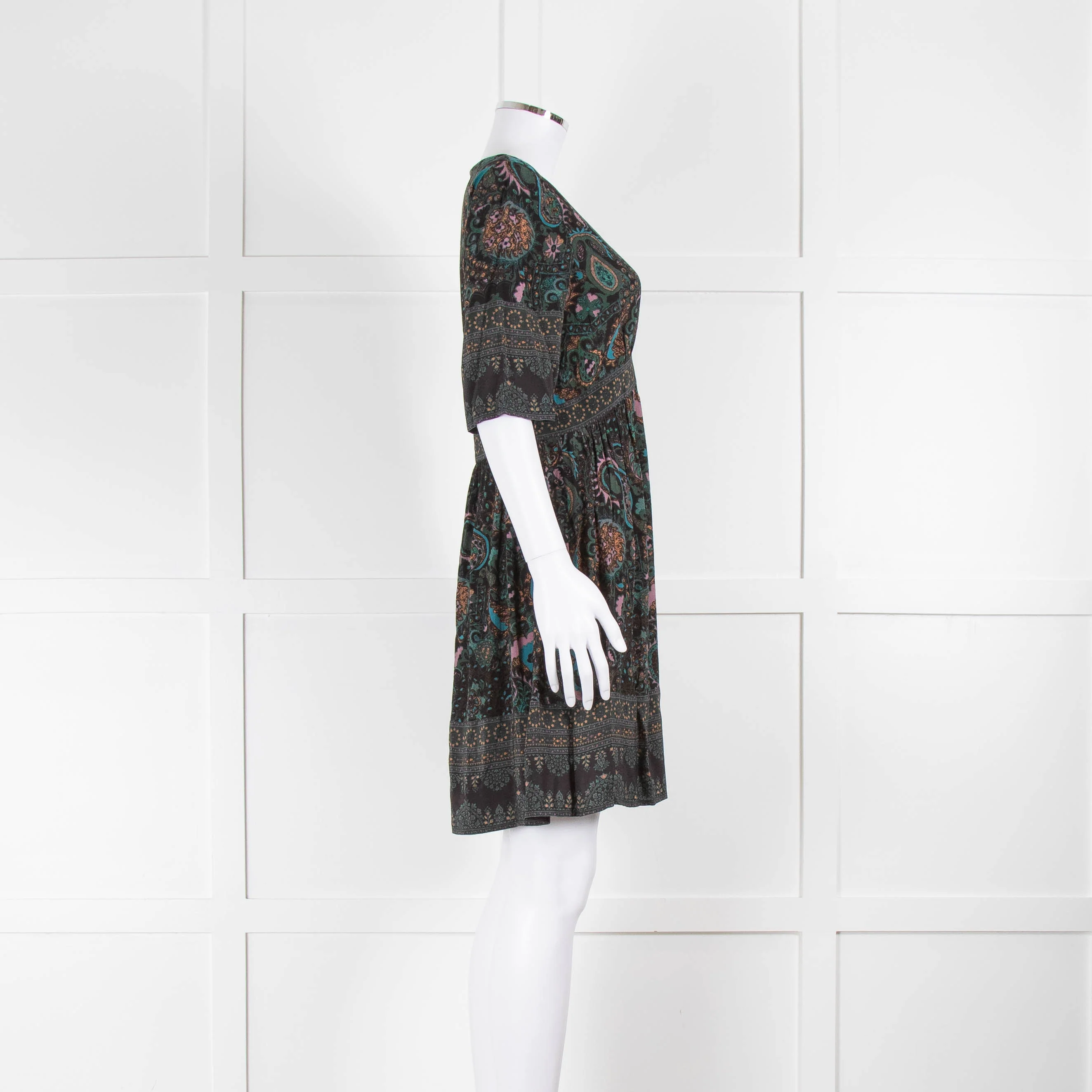 Ba&sh Green Patterned Wide Sleeve Mini Dress - Image 2