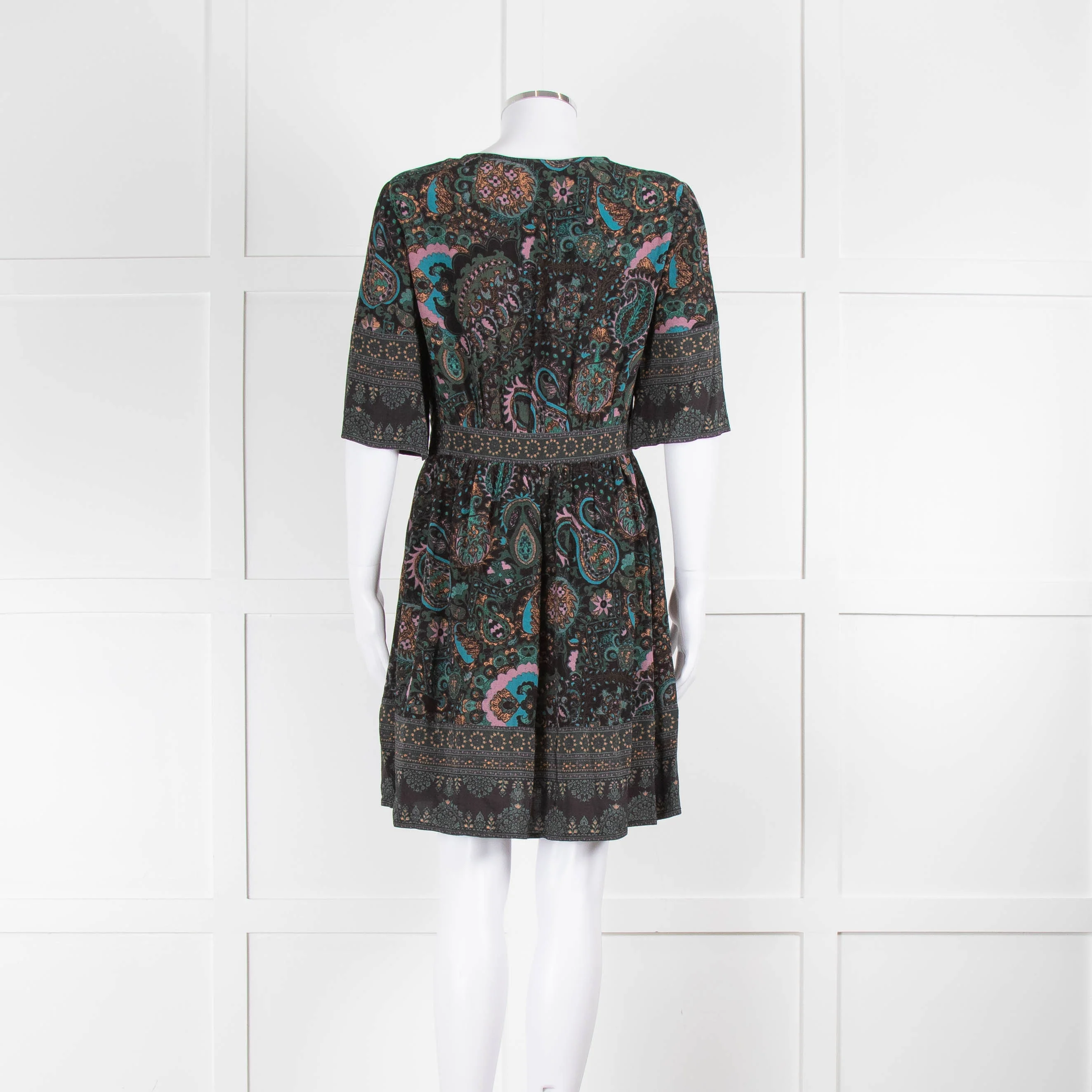 Ba&sh Green Patterned Wide Sleeve Mini Dress - Image 3
