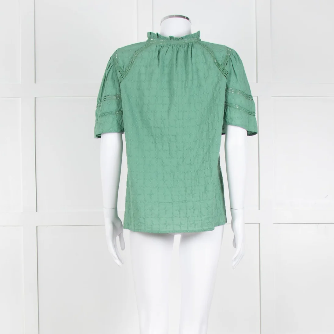 BA&SH Green Textured Short Sleeve Top - Image 5