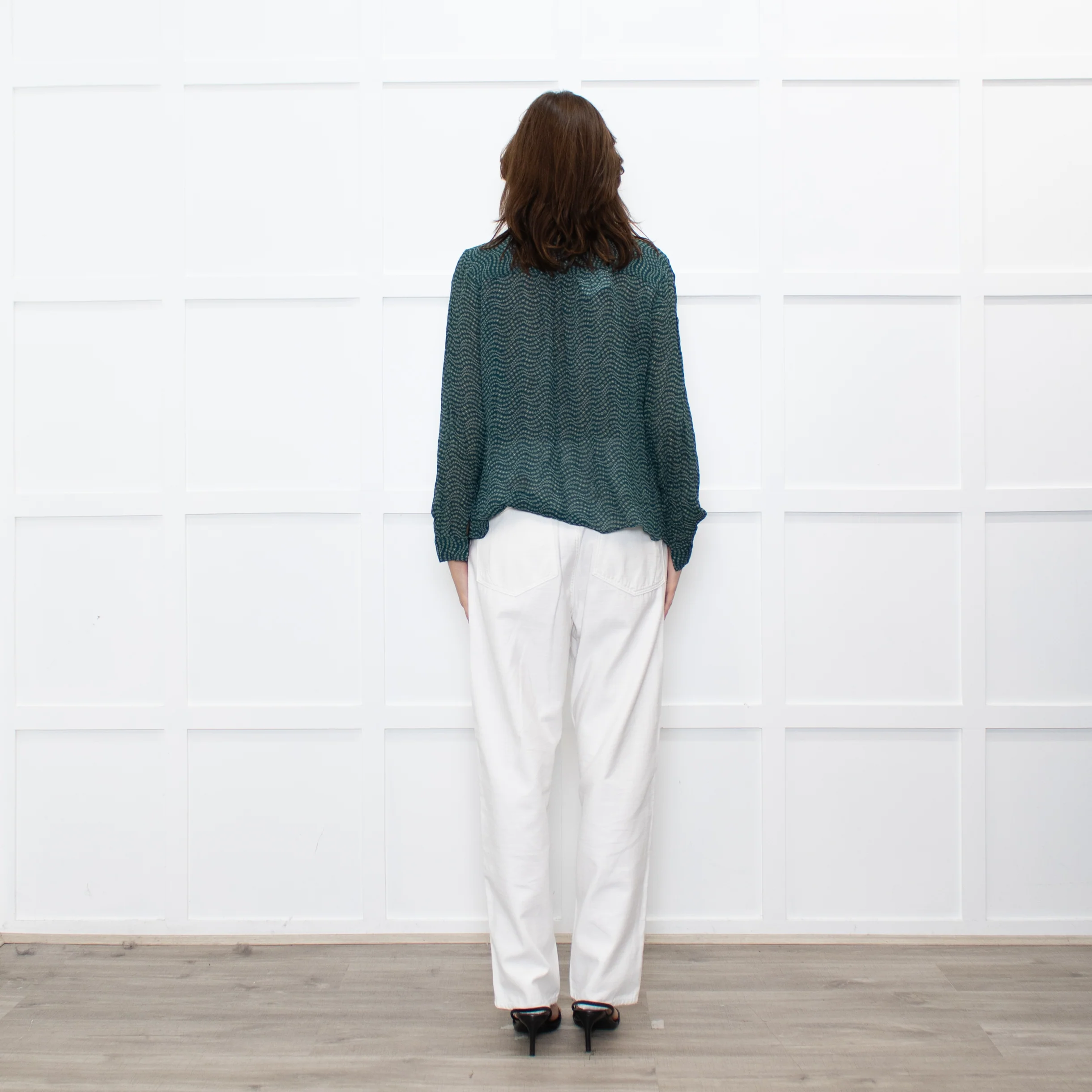 Ba&sh Green White Print Bow Tie Blouse - Image 5