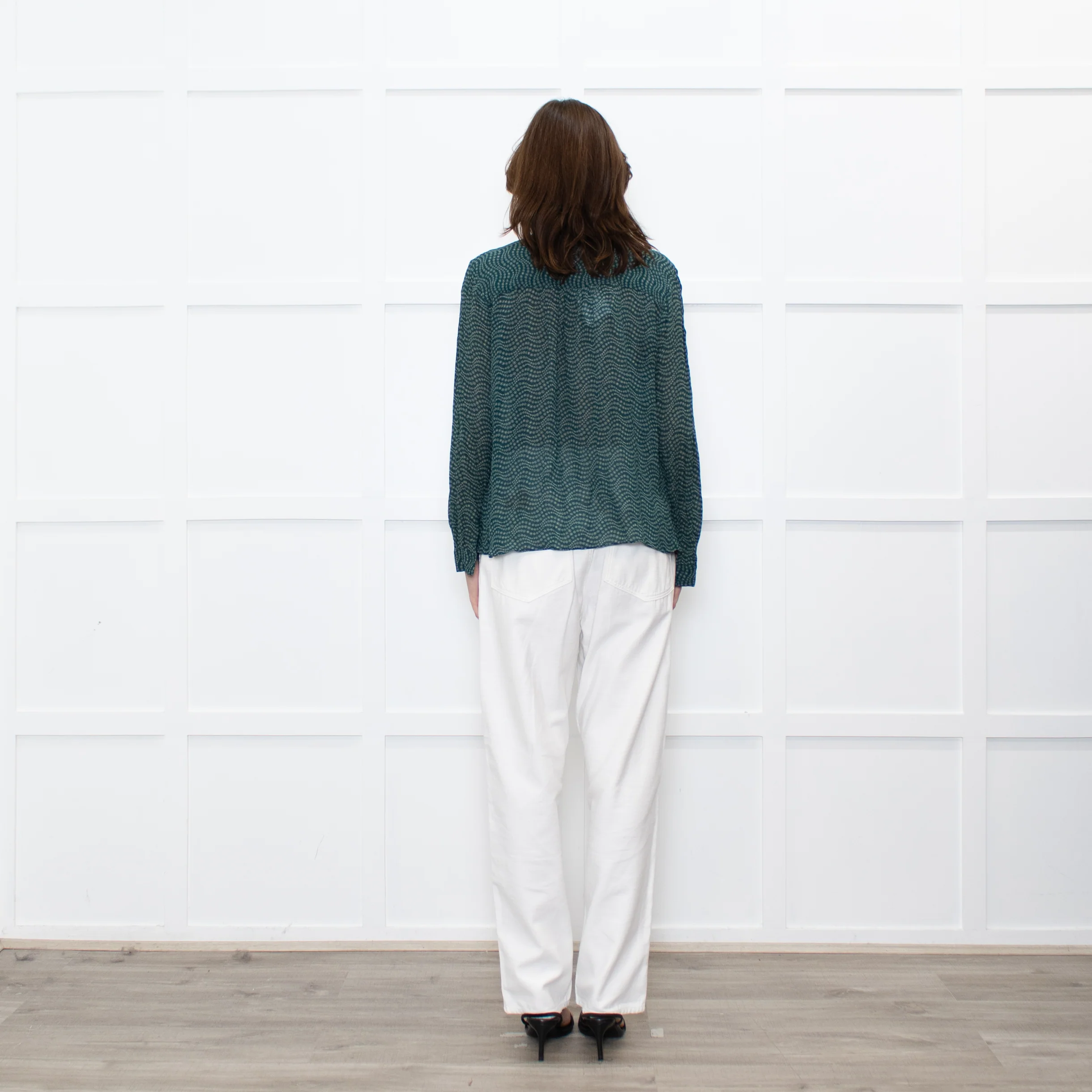 Ba&sh Green White Print Bow Tie Blouse - Image 6