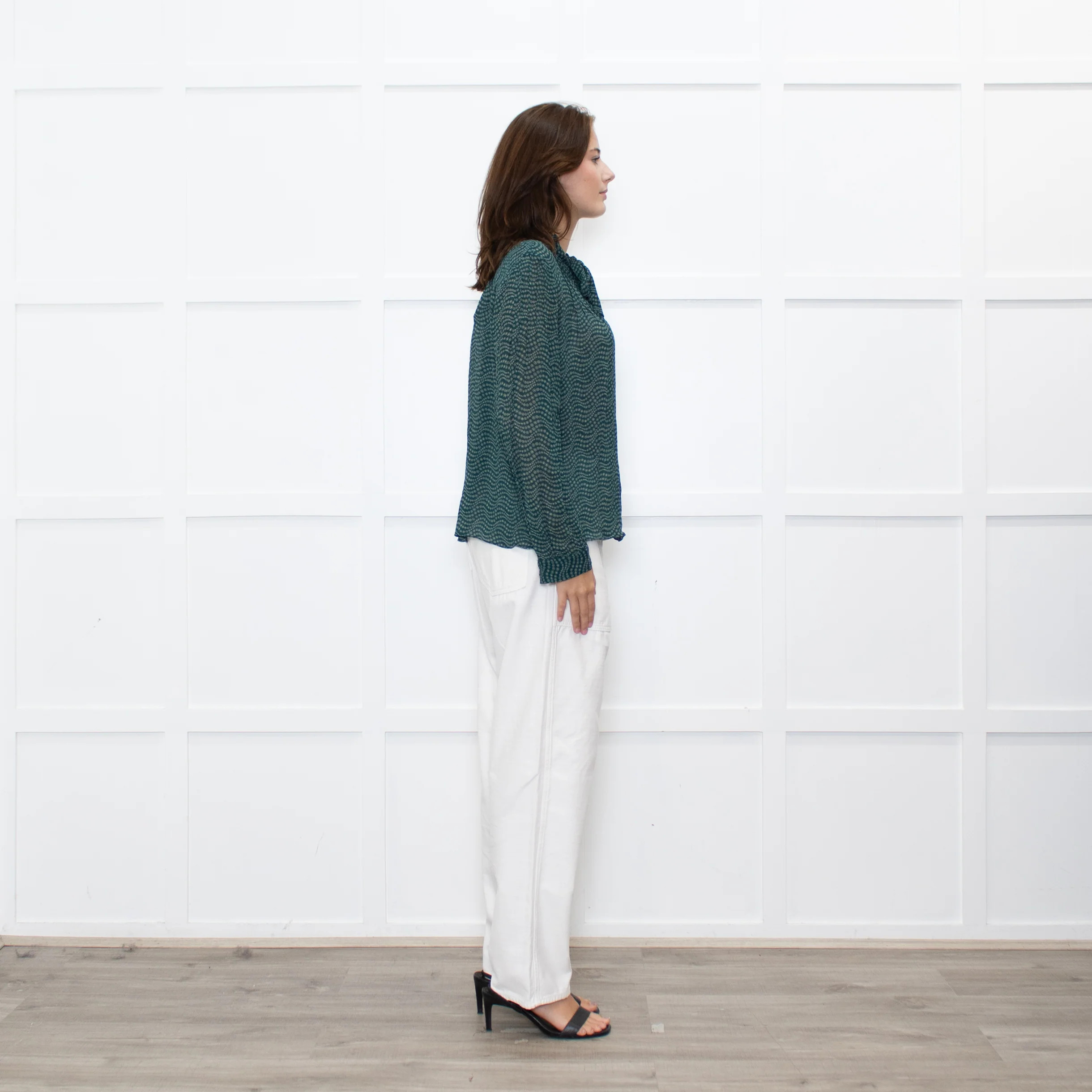 Ba&sh Green White Print Bow Tie Blouse - Image 7