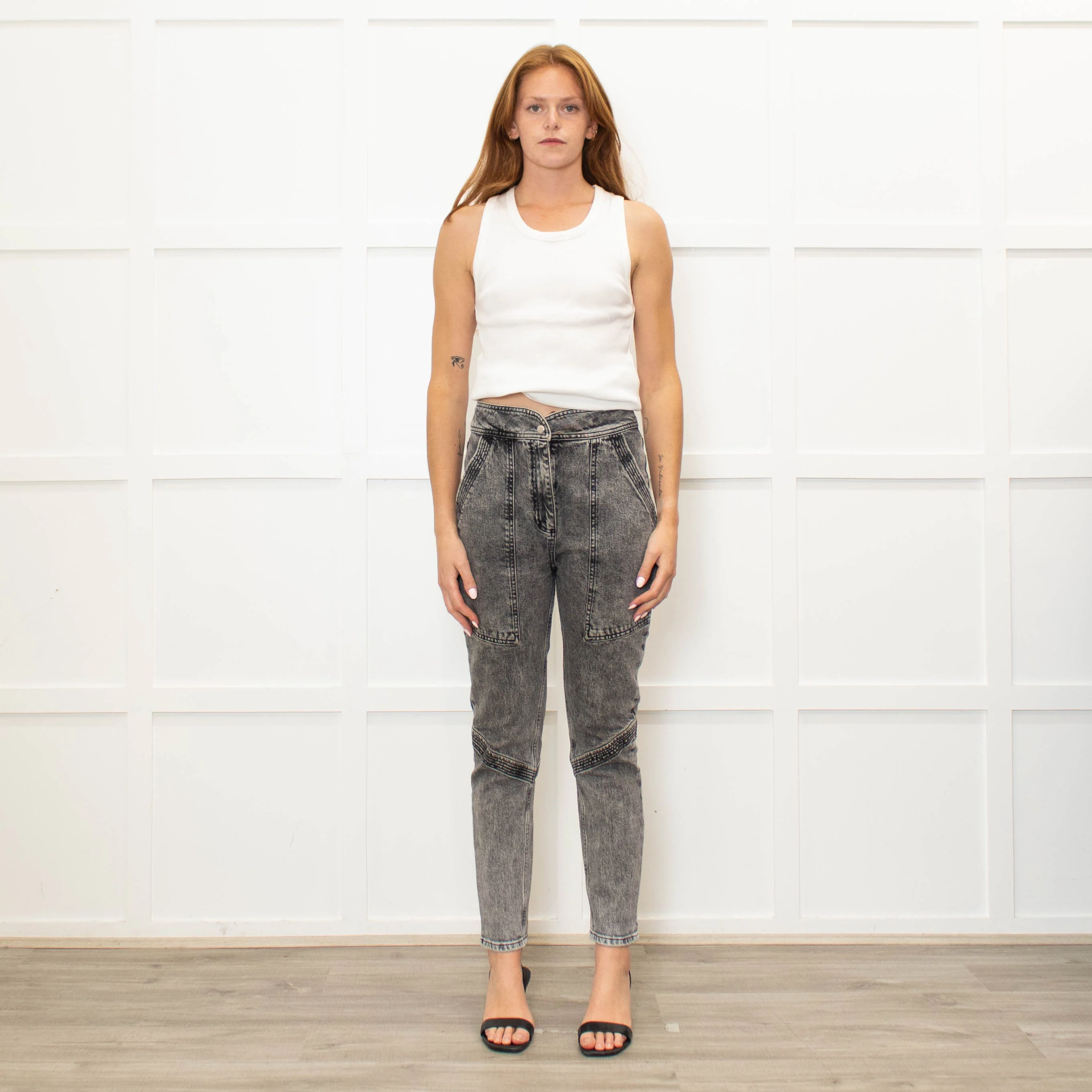 Ba&sh Grey Denim Acid Washed Jeans