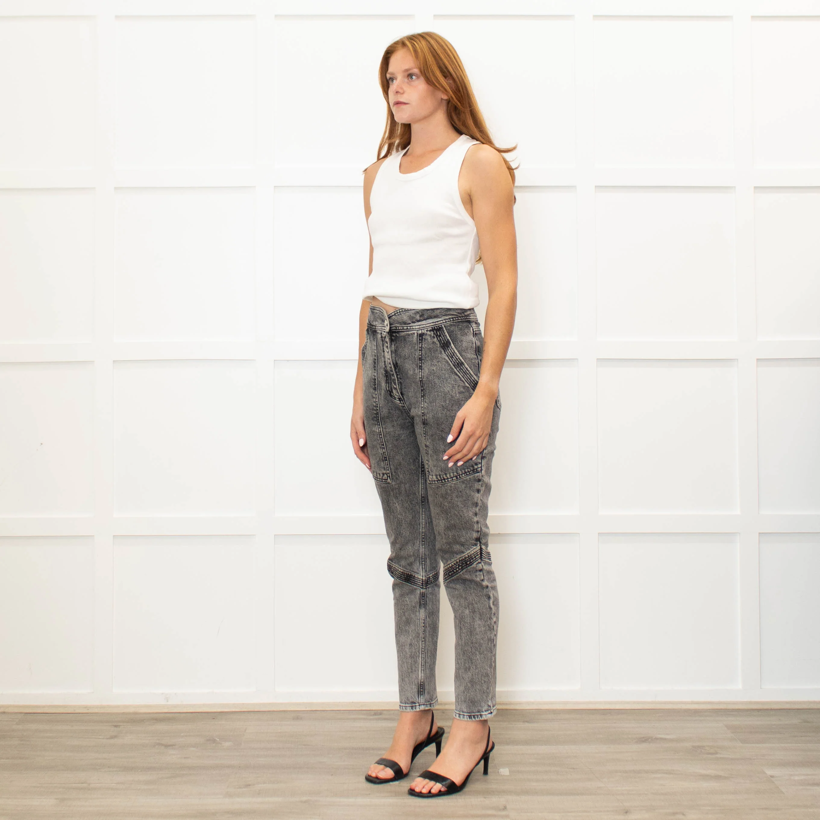 Ba&sh Grey Denim Acid Washed Jeans - Image 3