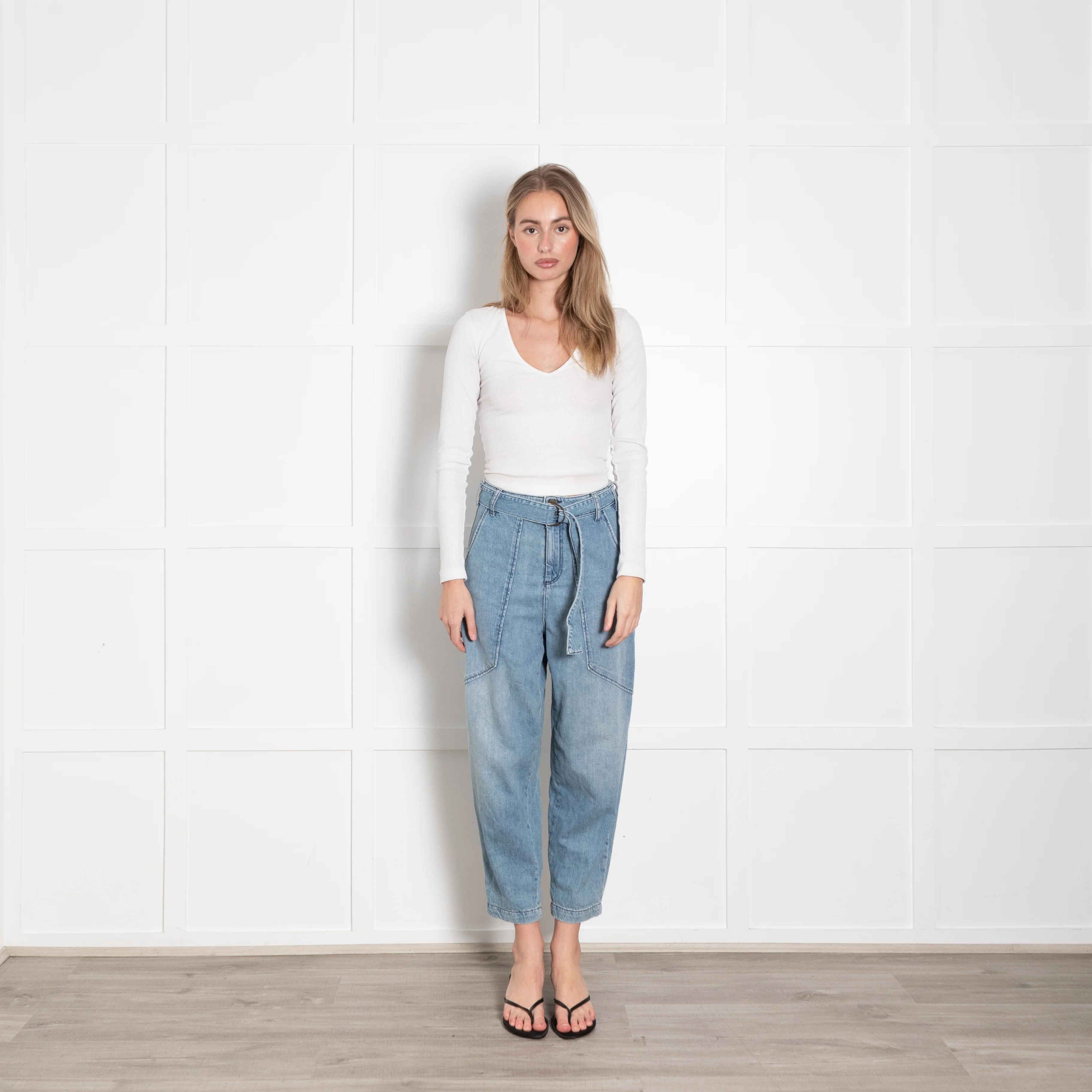 Ba&Sh Light Blue Denim Barrel Leg Jeans