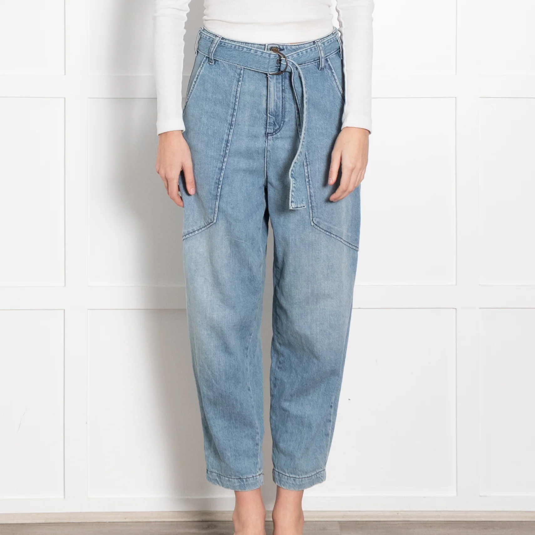 Ba&Sh Light Blue Denim Barrel Leg Jeans - Image 2
